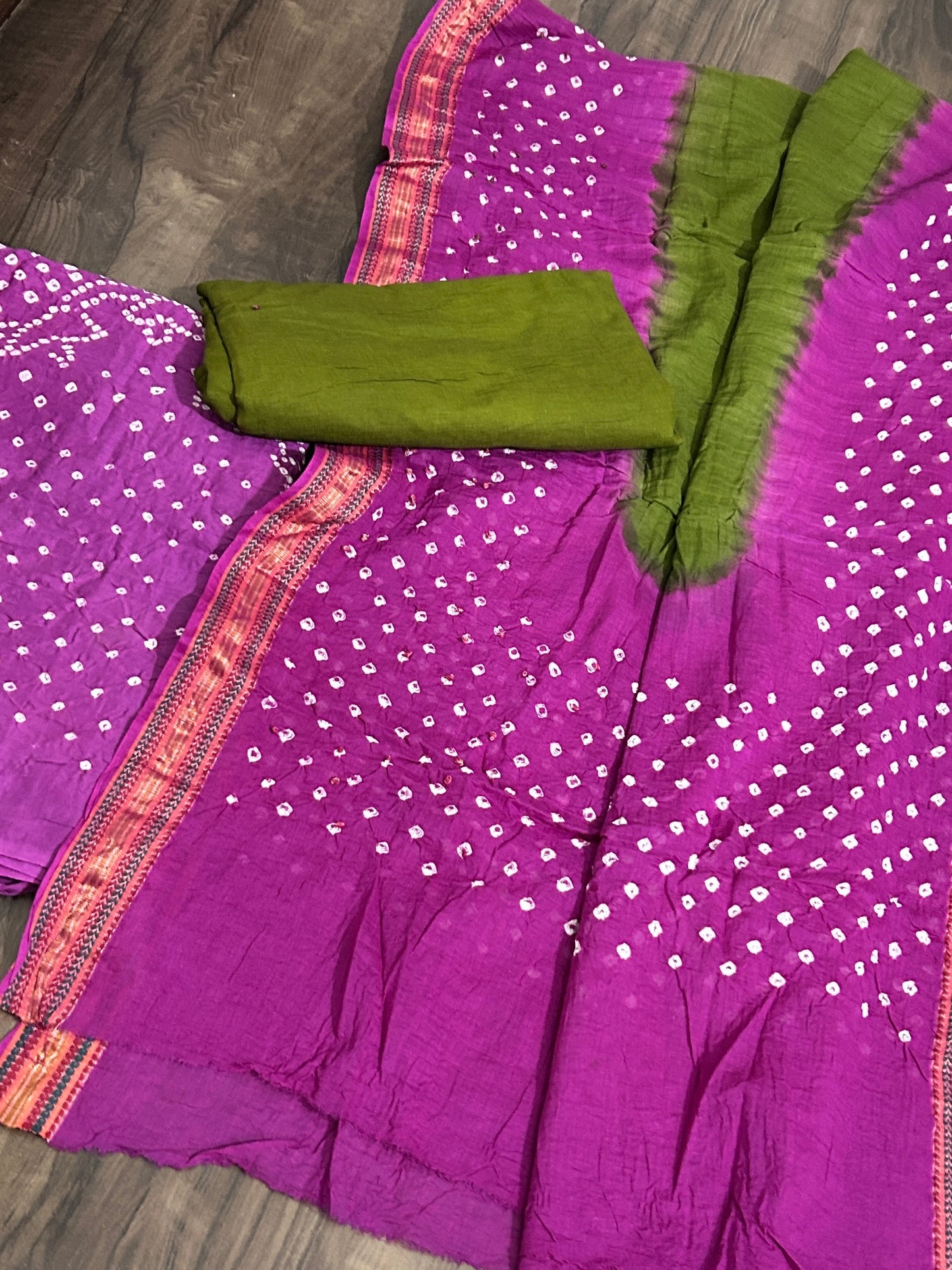 Bandhej Satin Cotton Dress Material
