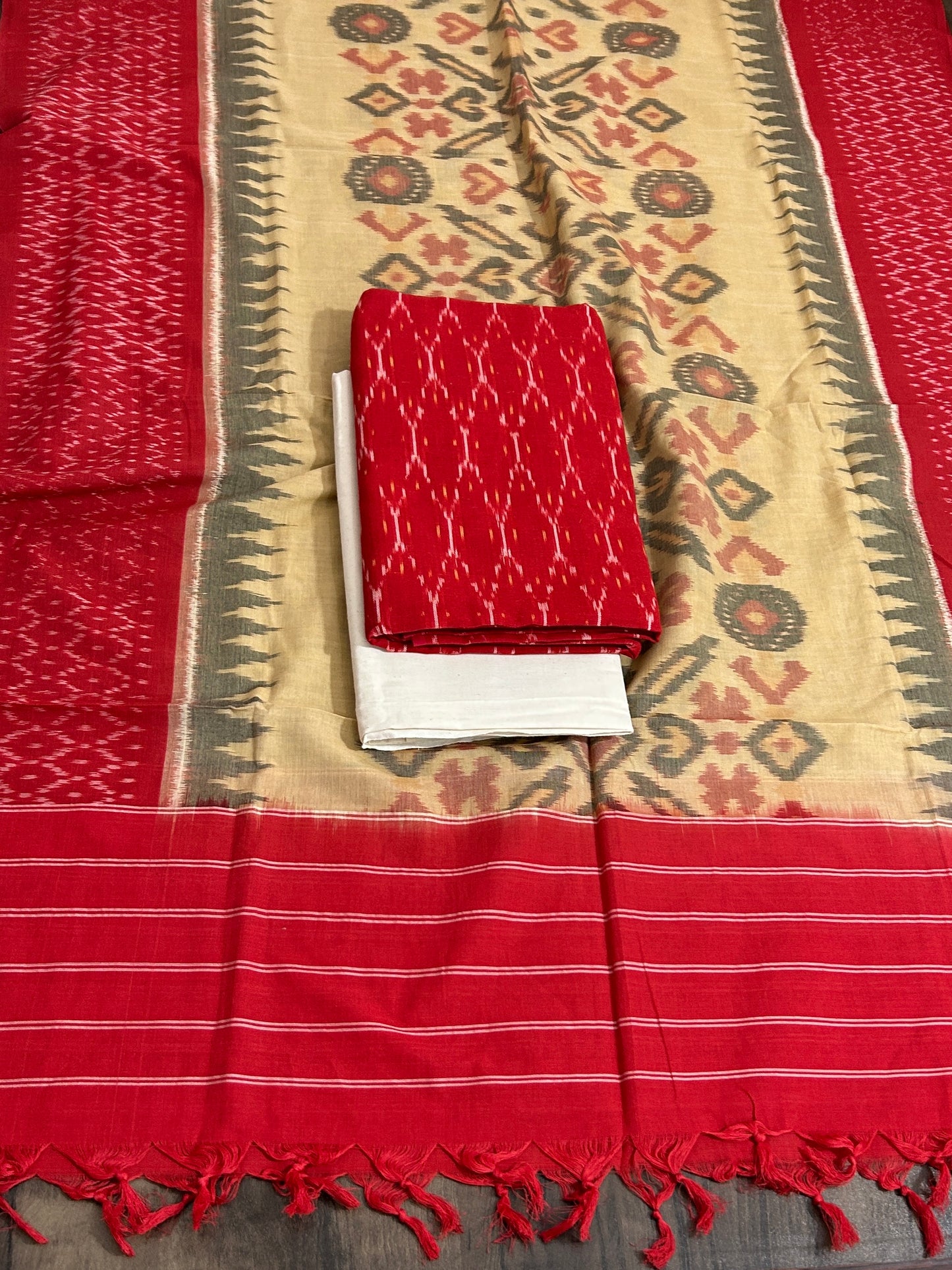 Double Ikat Cotton Dress Material