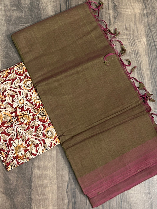 Mangalagiri Hand Woven Soft Cotton Saree with extra Blouse #