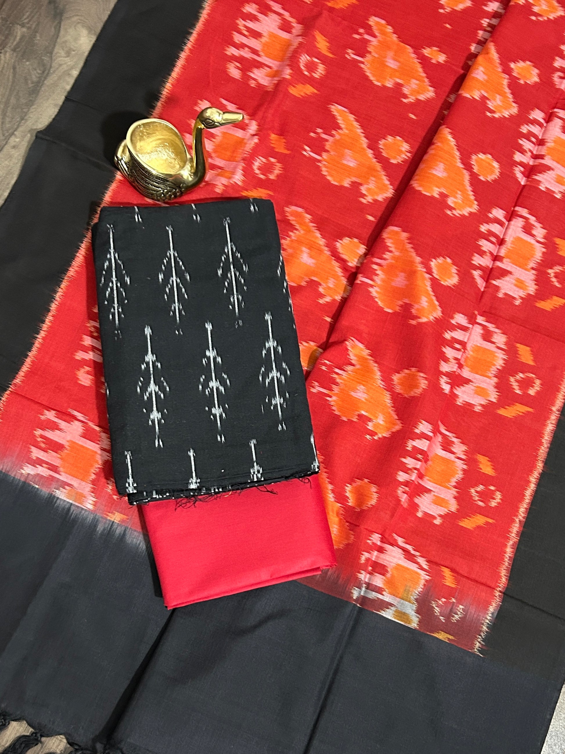 Double Ikat Mercerized Cotton Dress Material