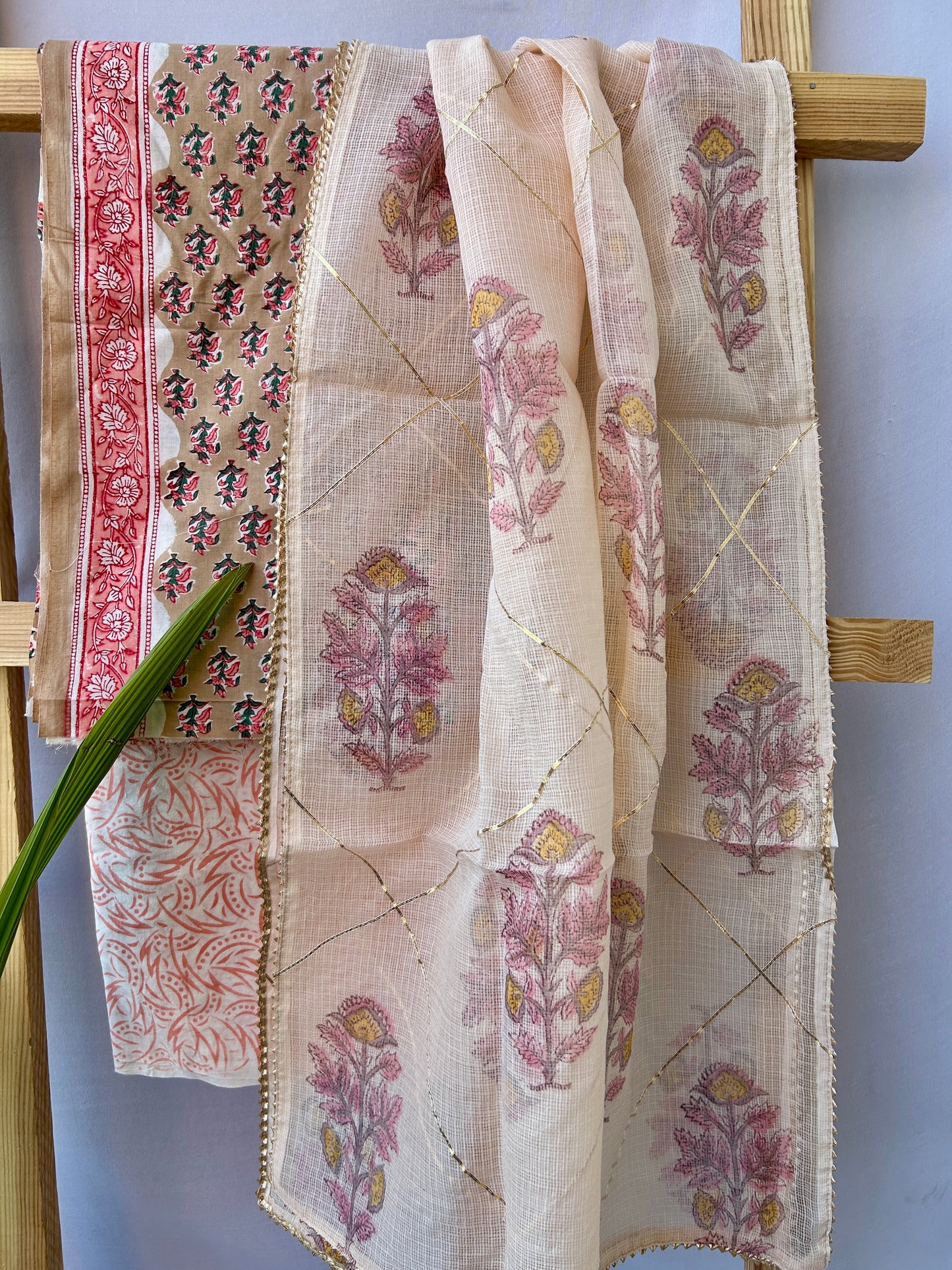Hand BlockPrint Cotton Dress Material with Kota Doriya Dupatta