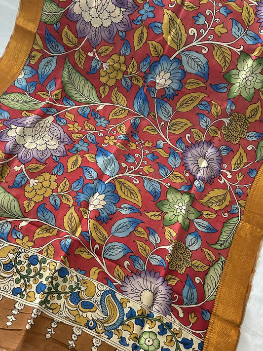Kalamkari Hand Painted Silk Dupatta