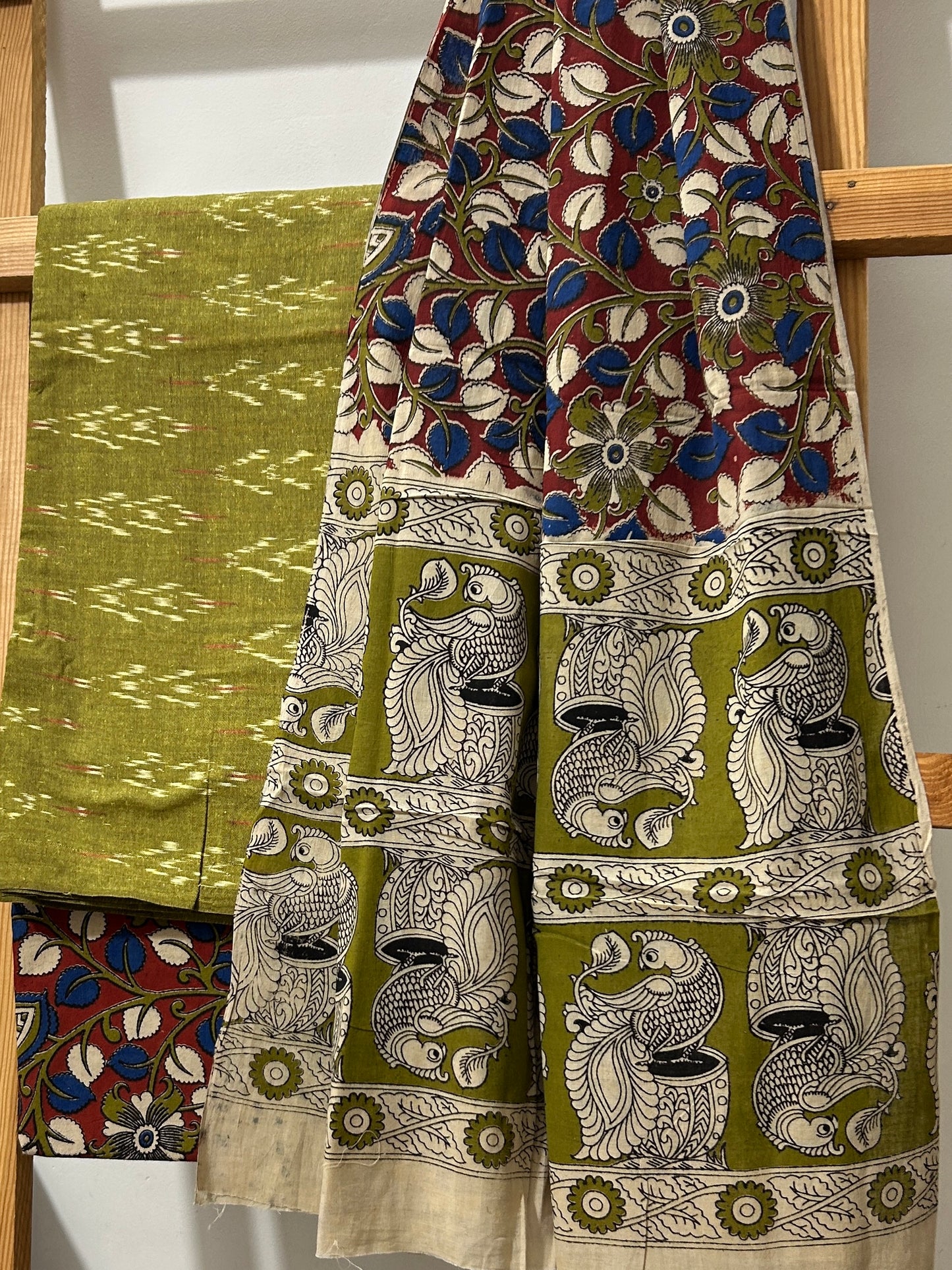 Ikat Kalamkari Cotton Dress Material
