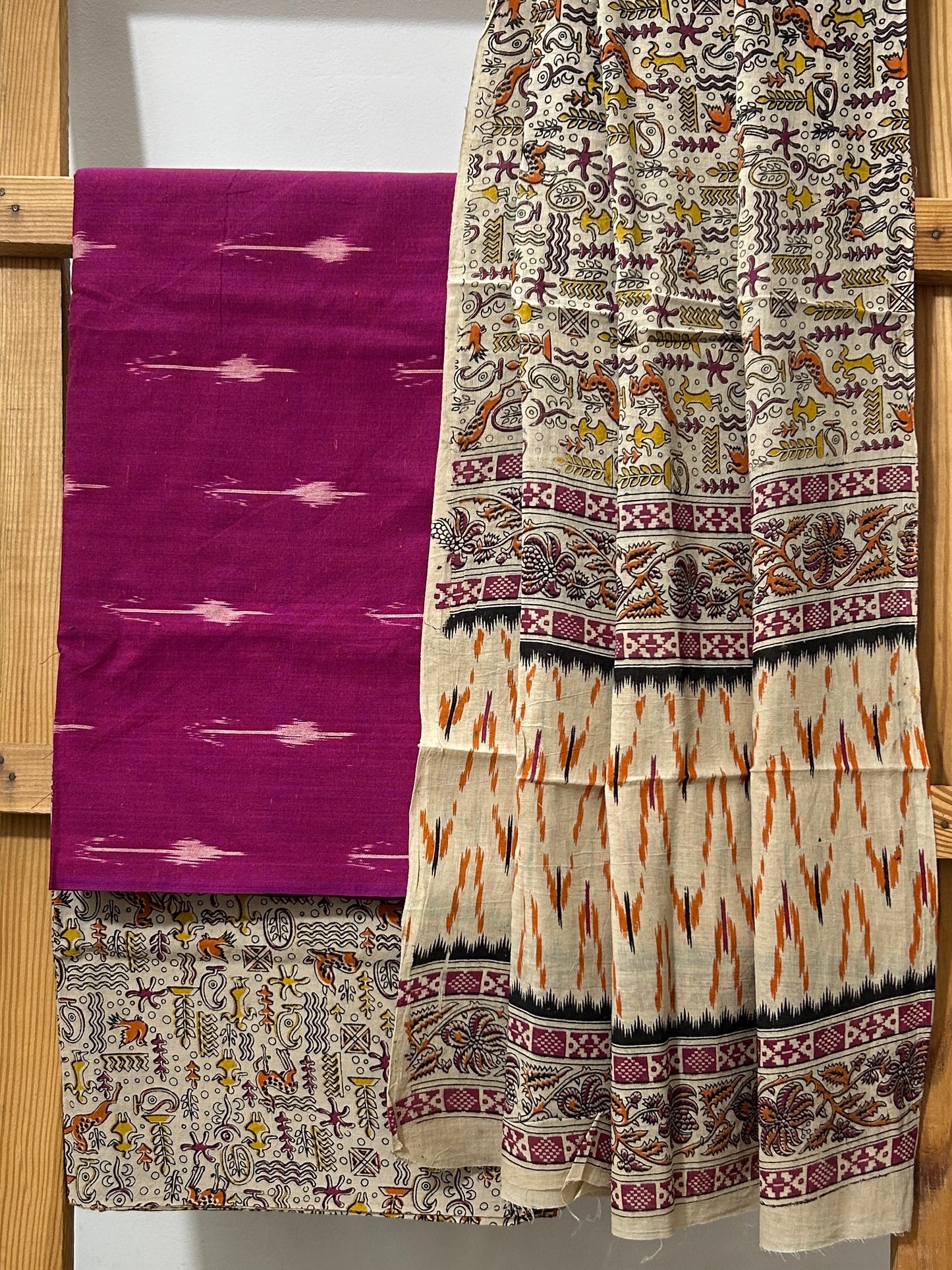 Ikat Kalamkari Cotton Dress Material