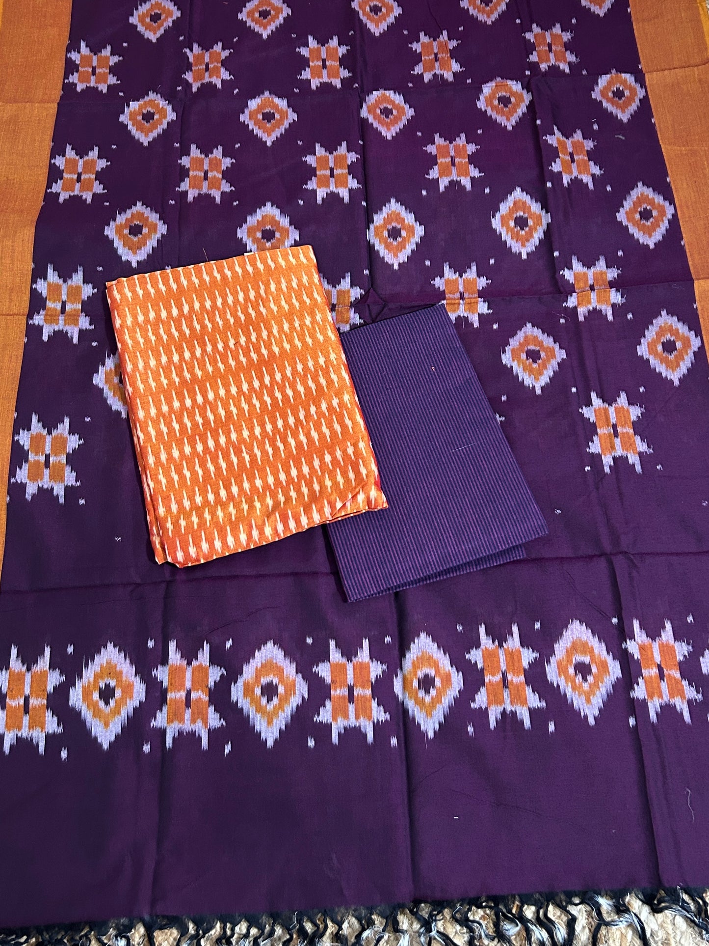 Double Ikat Mercerised Cotton Dress Material