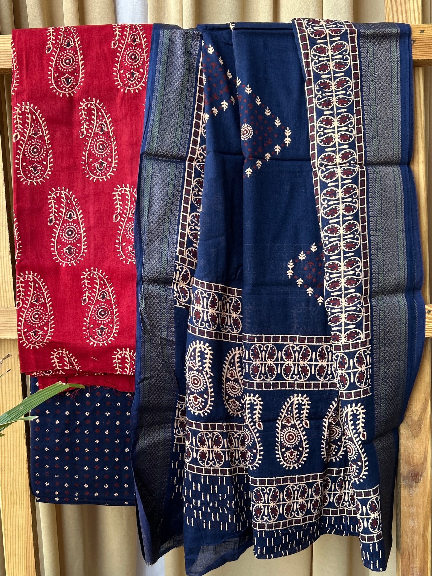 Block Print Cotton Dress Material with weaving Border dupatta
