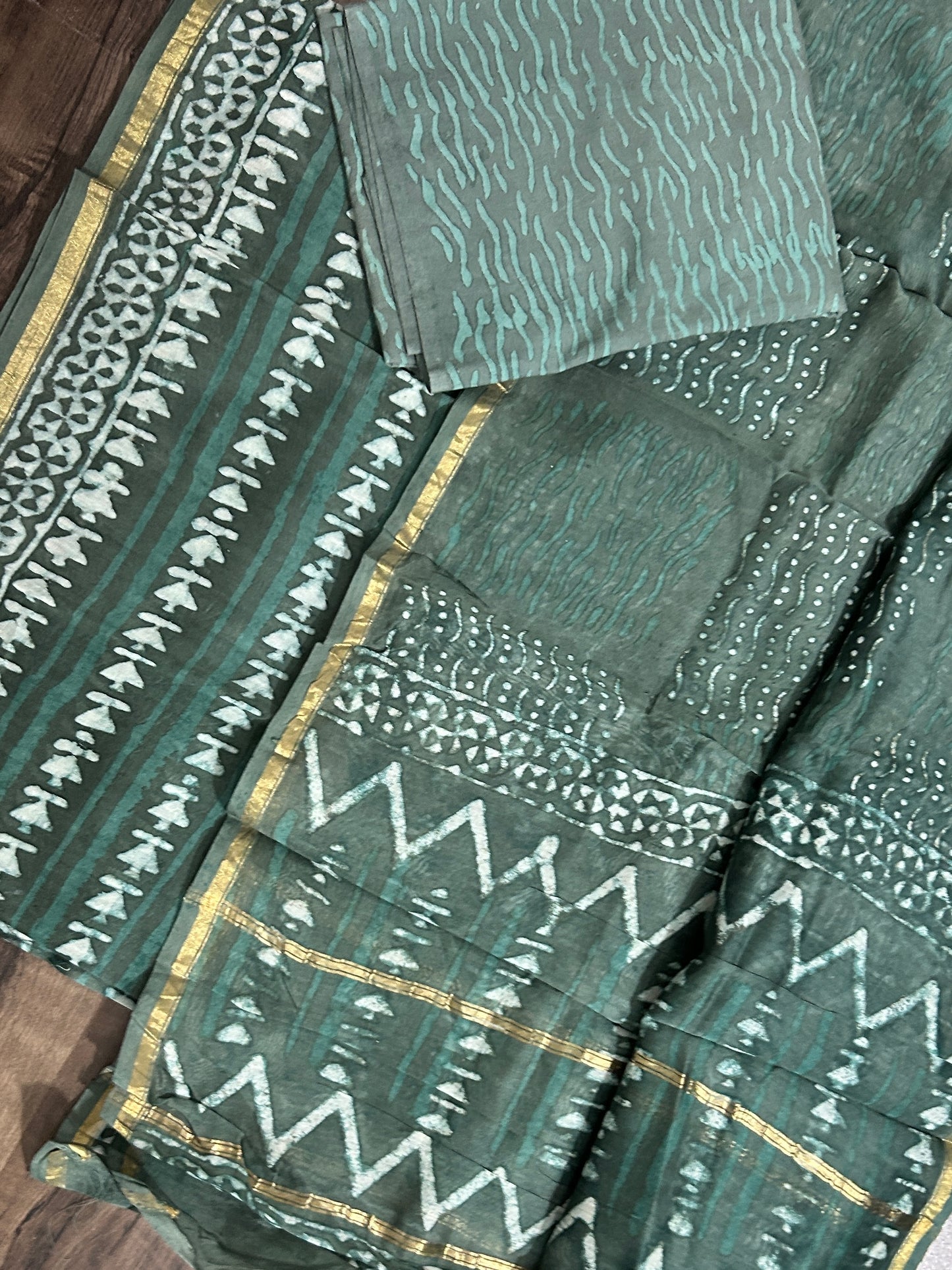 Hand BlockPrint Chanderi Silk Cotton Dress Material