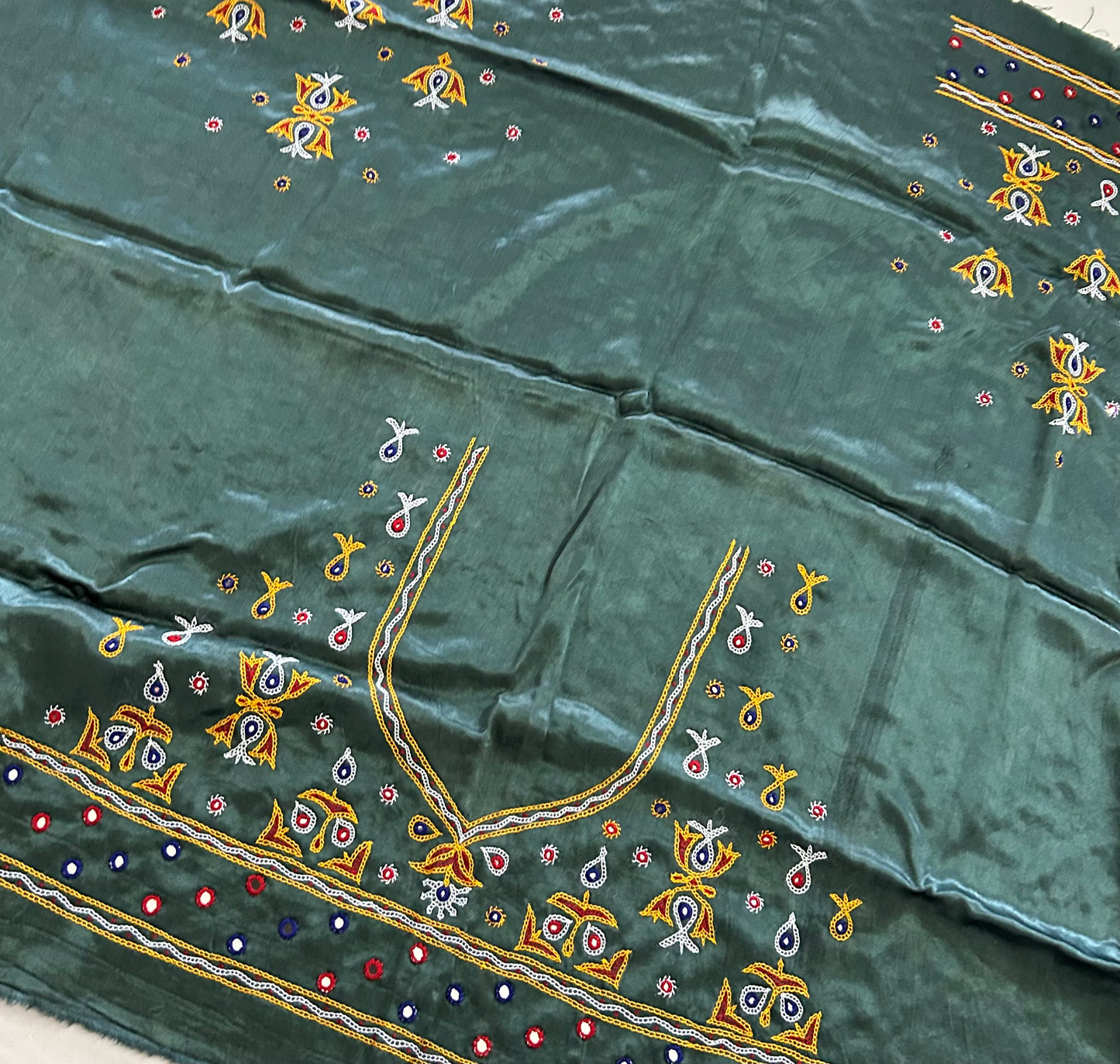 Kutchh Work Mashroo Silk Blouse Piece