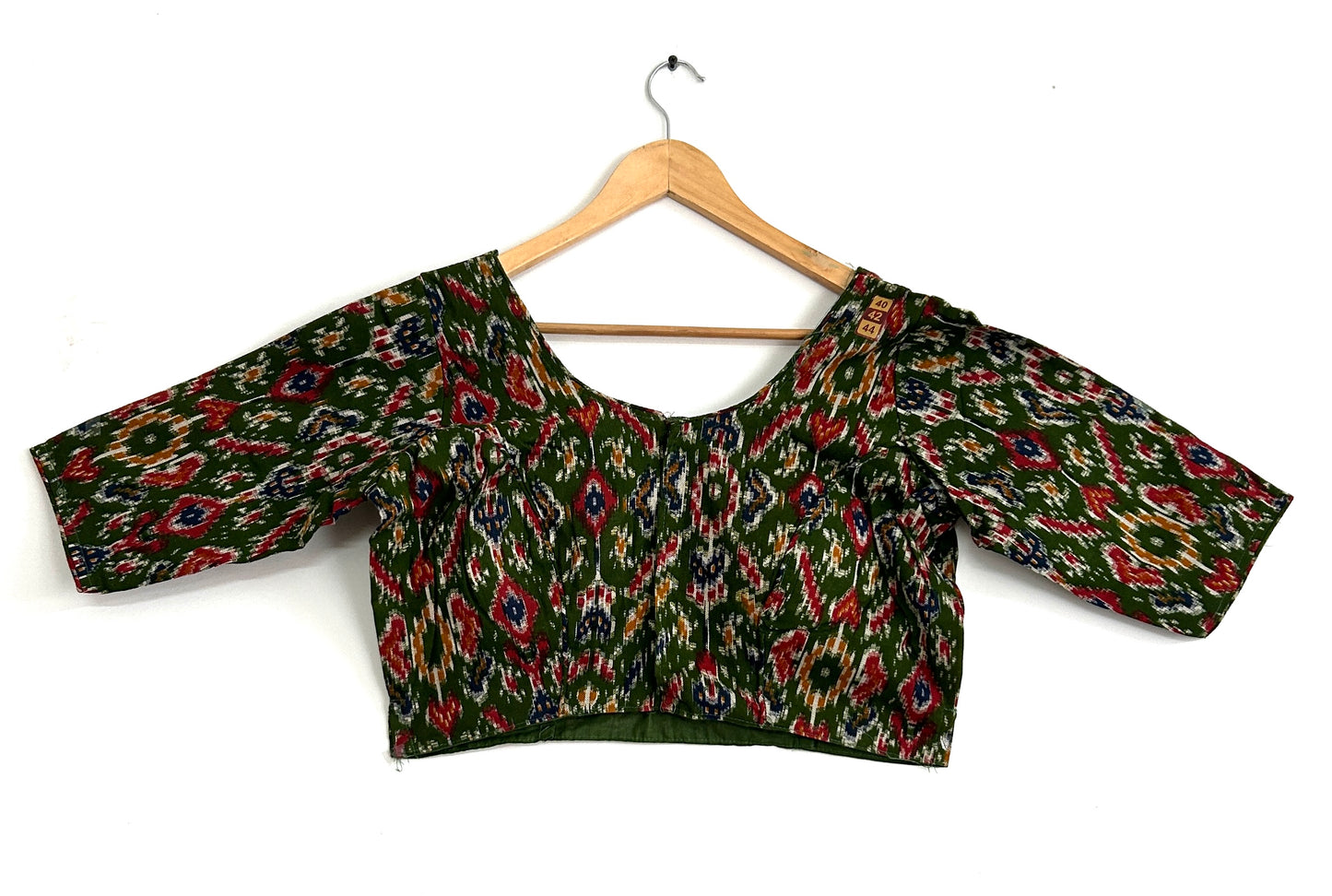 Green Patola Cotton Stitched Blouse