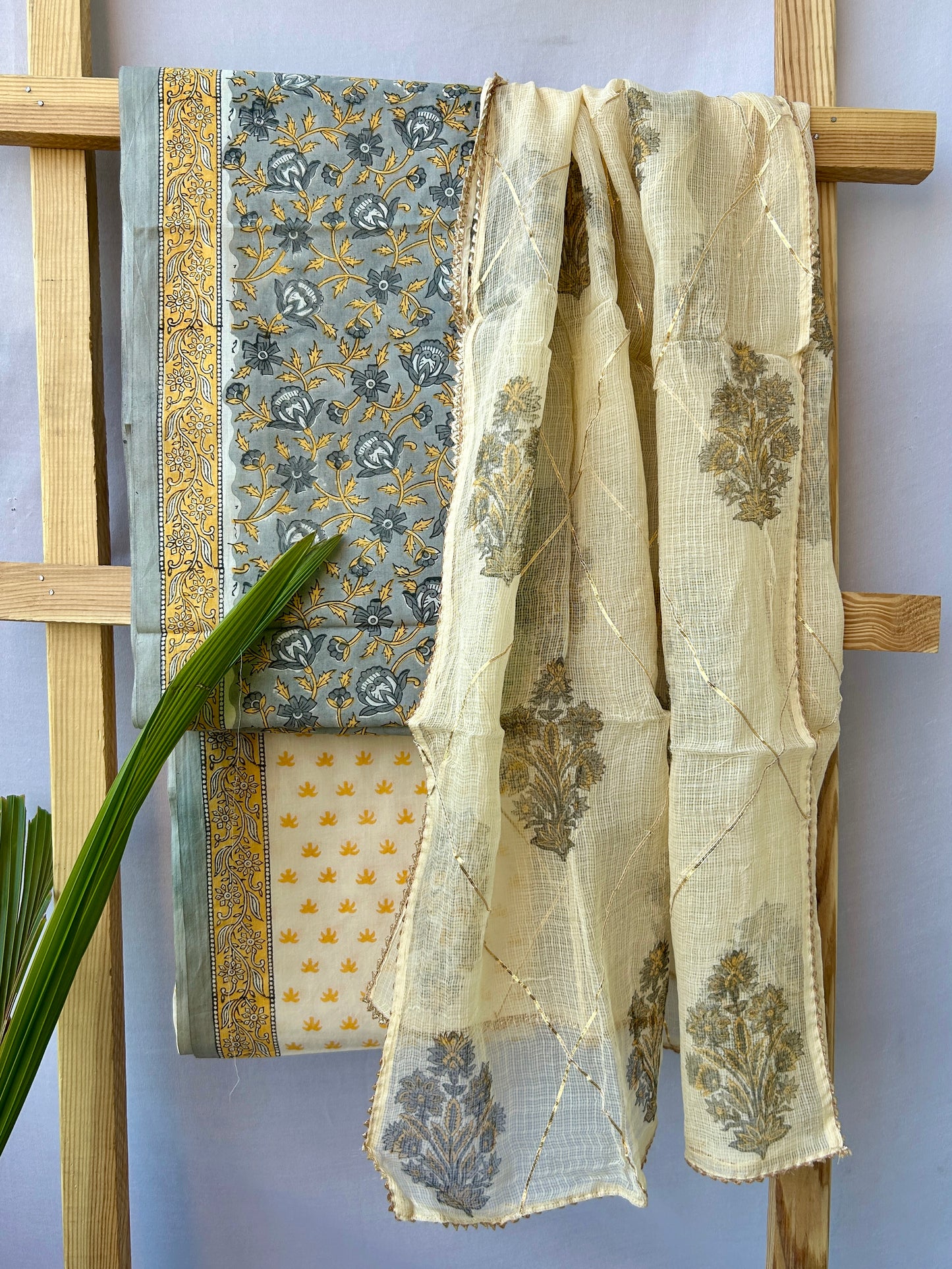 Hand BlockPrint Cotton Dress Material with Kota Doriya dupatta