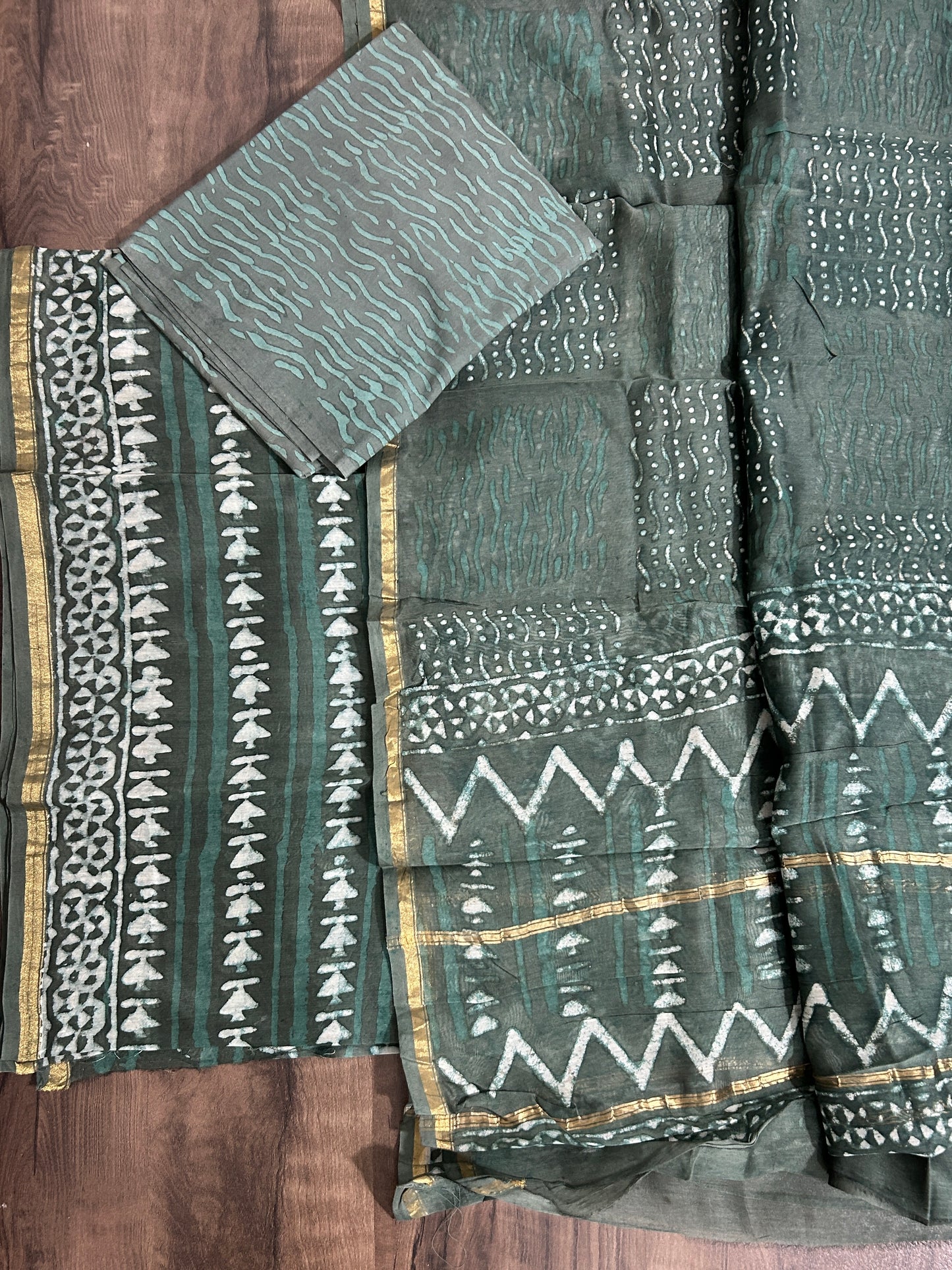 Hand BlockPrint Chanderi Silk Cotton Dress Material