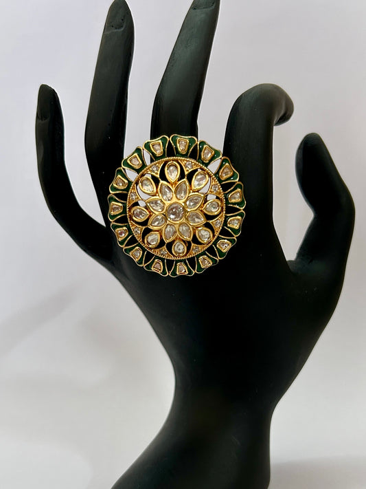 Cocktail Kundan Finger Ring