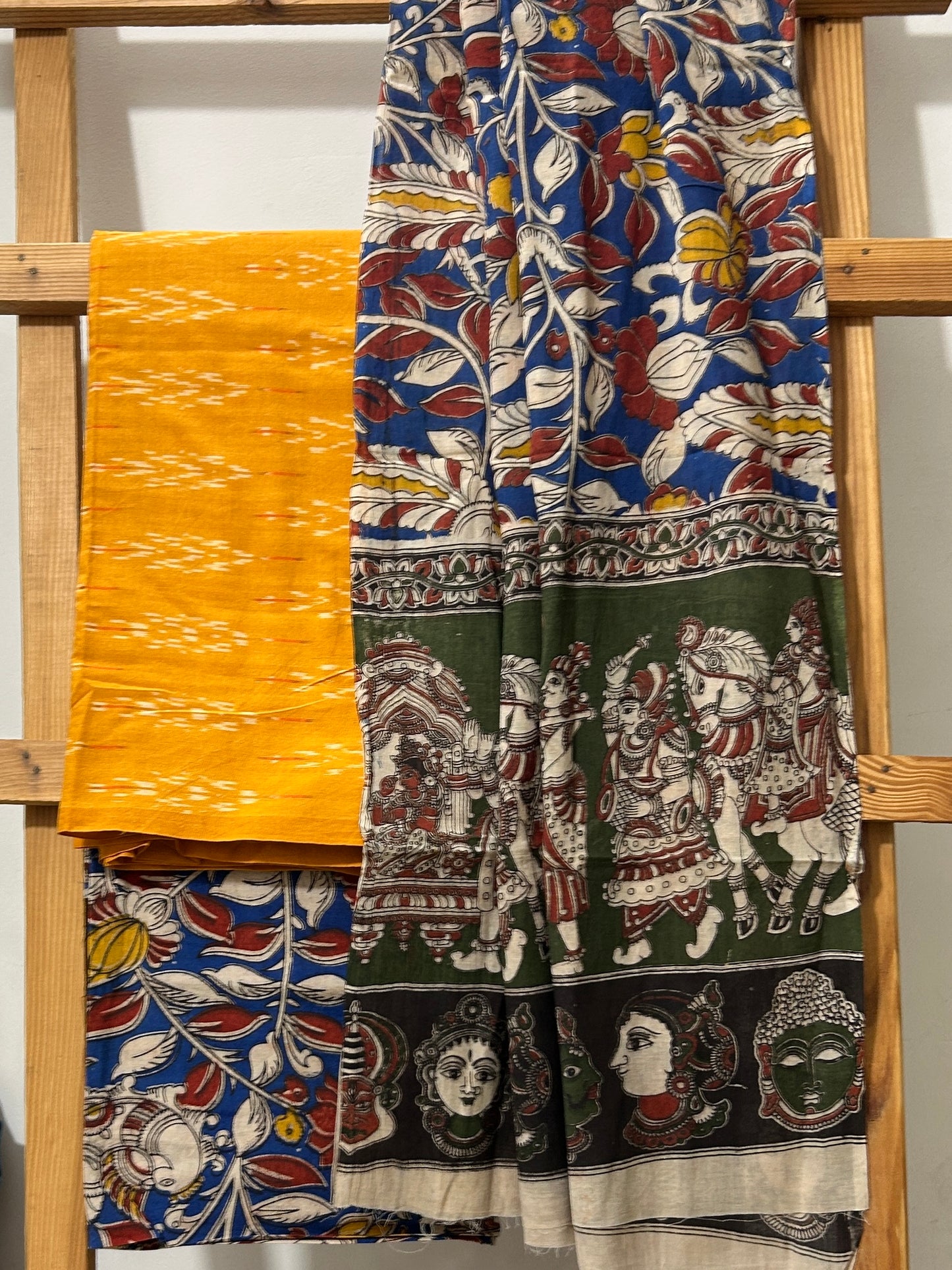 Ikat Kalamkari Cotton Dress Material