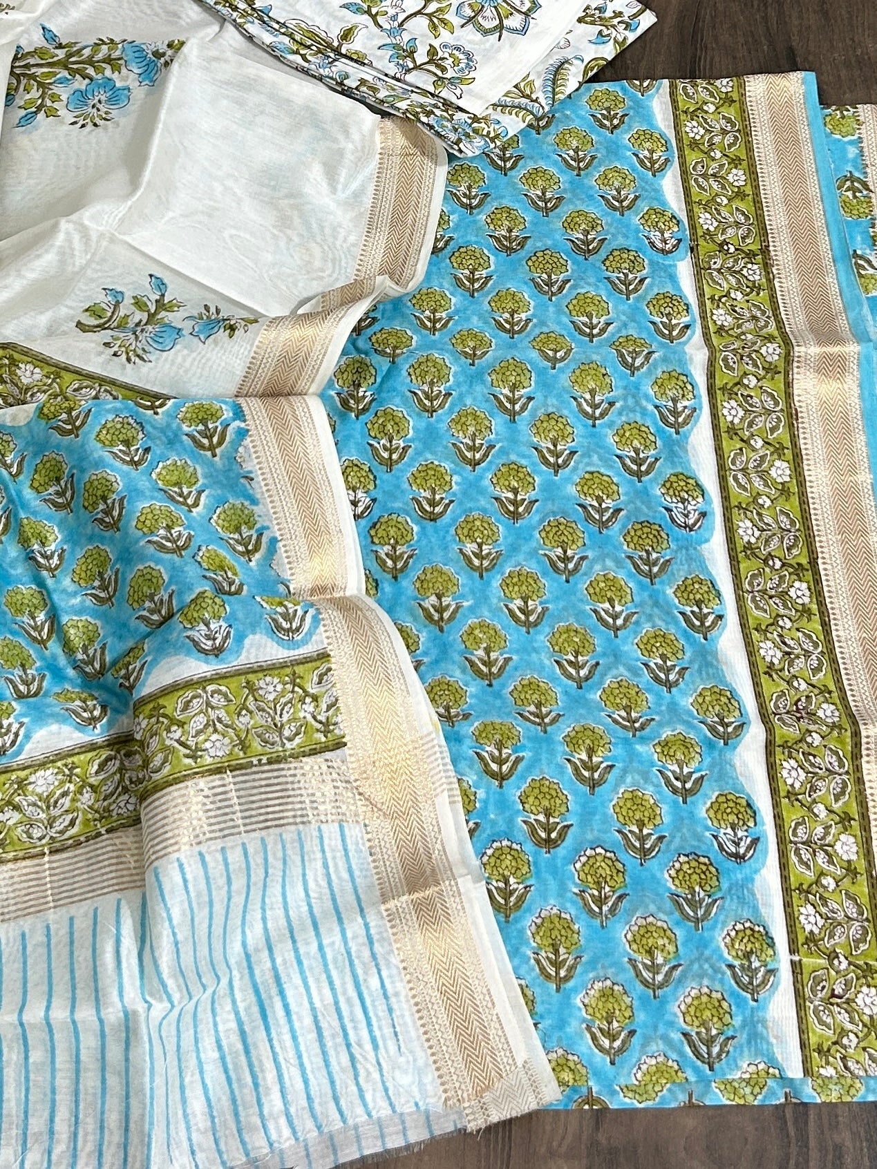 Hand BlockPrint Maheshwari Silk Cotton Dress Material