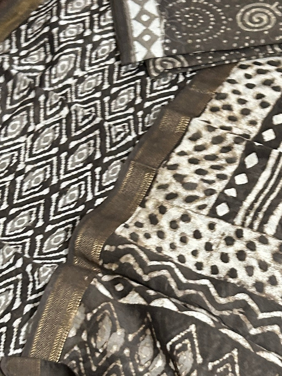 Hand BlockPrint Maheshwari Silk Cotton Dress Material