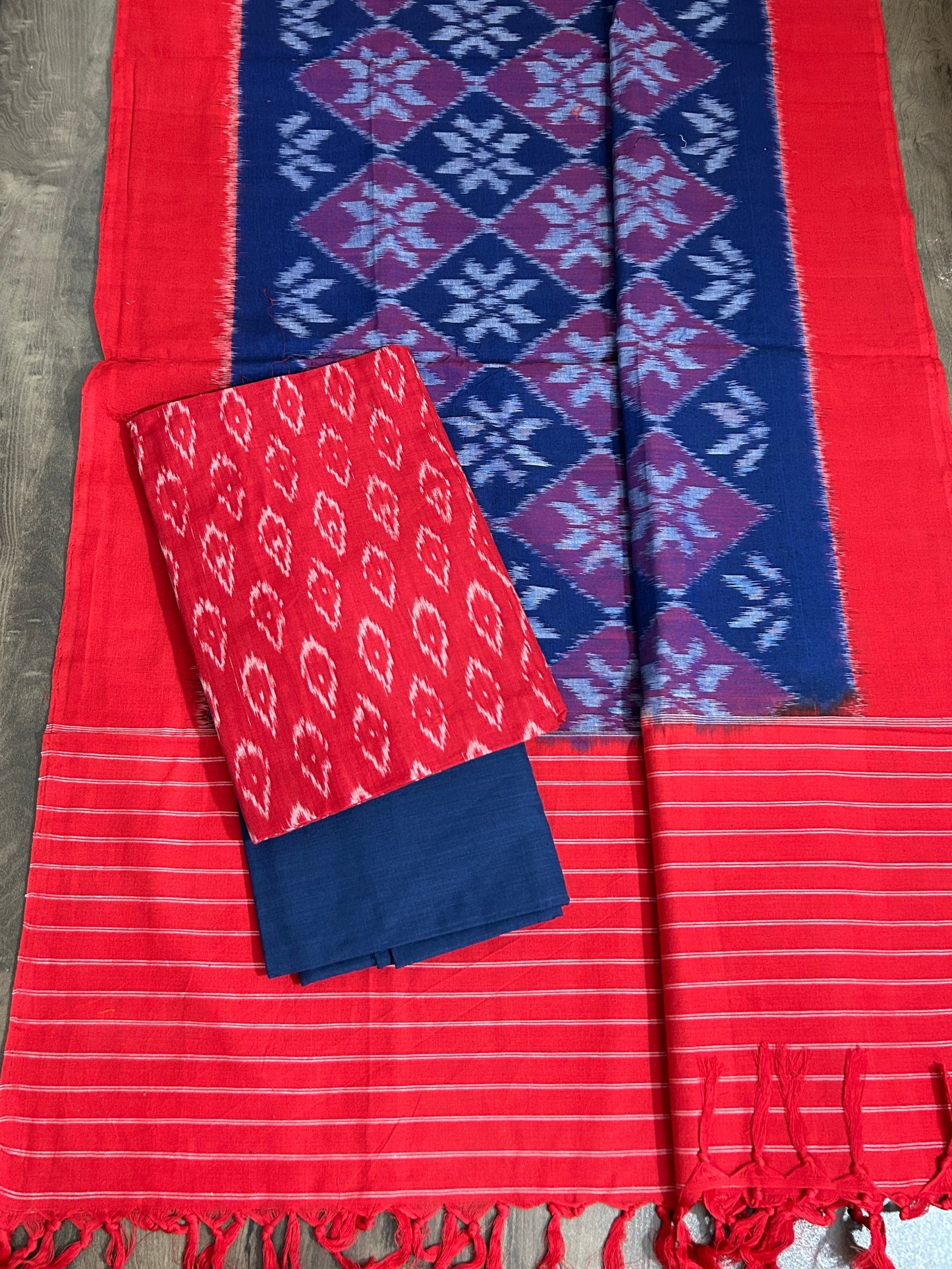 Double Ikat Mercerised Cotton Dress Material #
