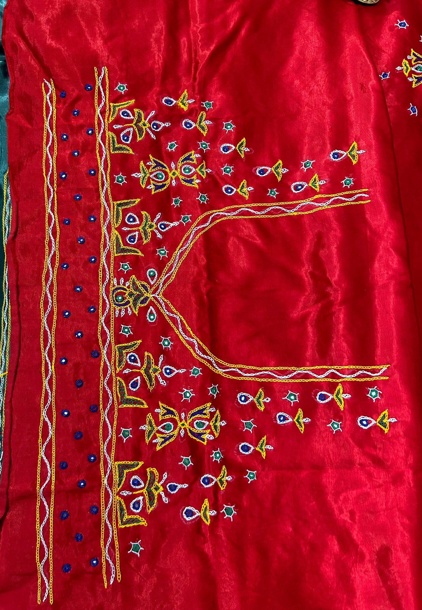 Kutchh Work Mashroo Silk Blouse Piece