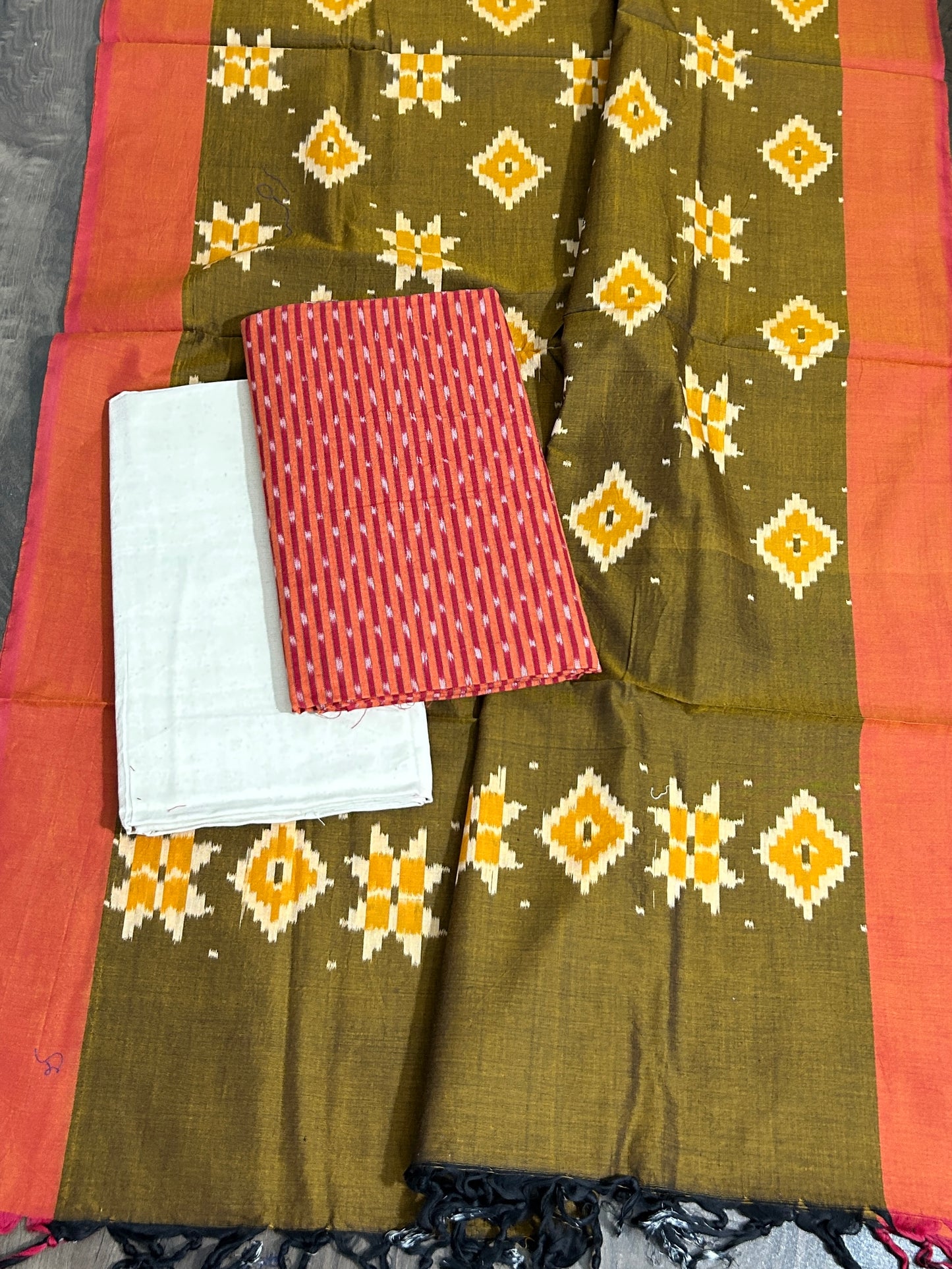 Ikat Mercerised Cotton Dress Material