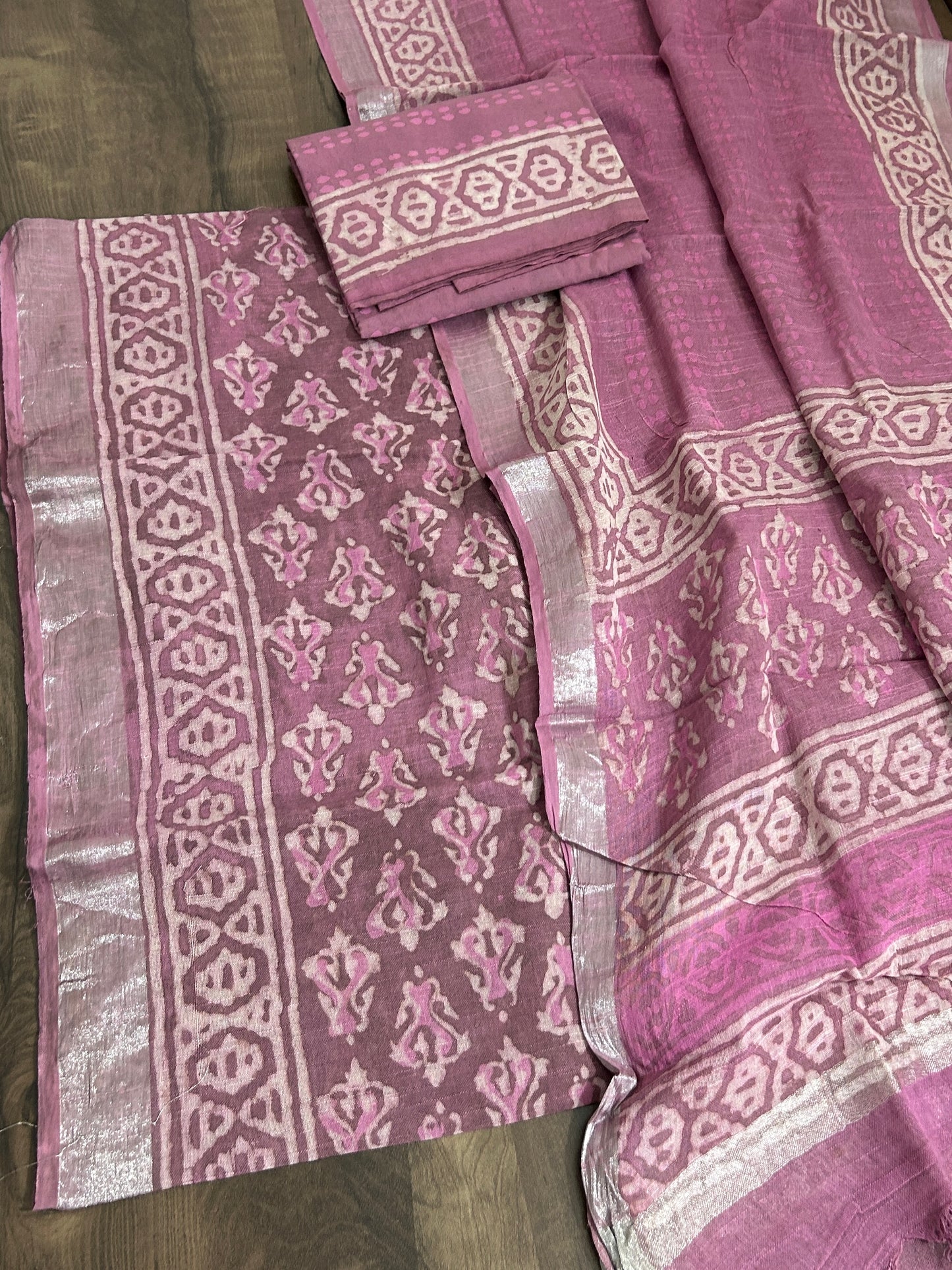 Hand BlockPrint Linen Cotton Dress Material *
