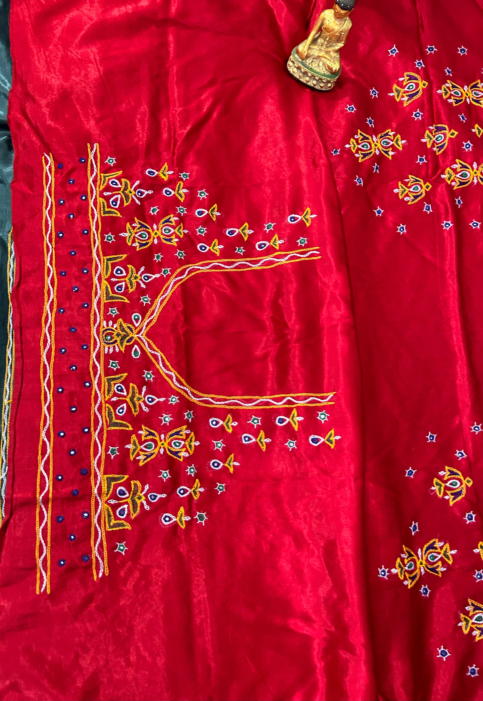 Kutchh Work Mashroo Silk Blouse Piece