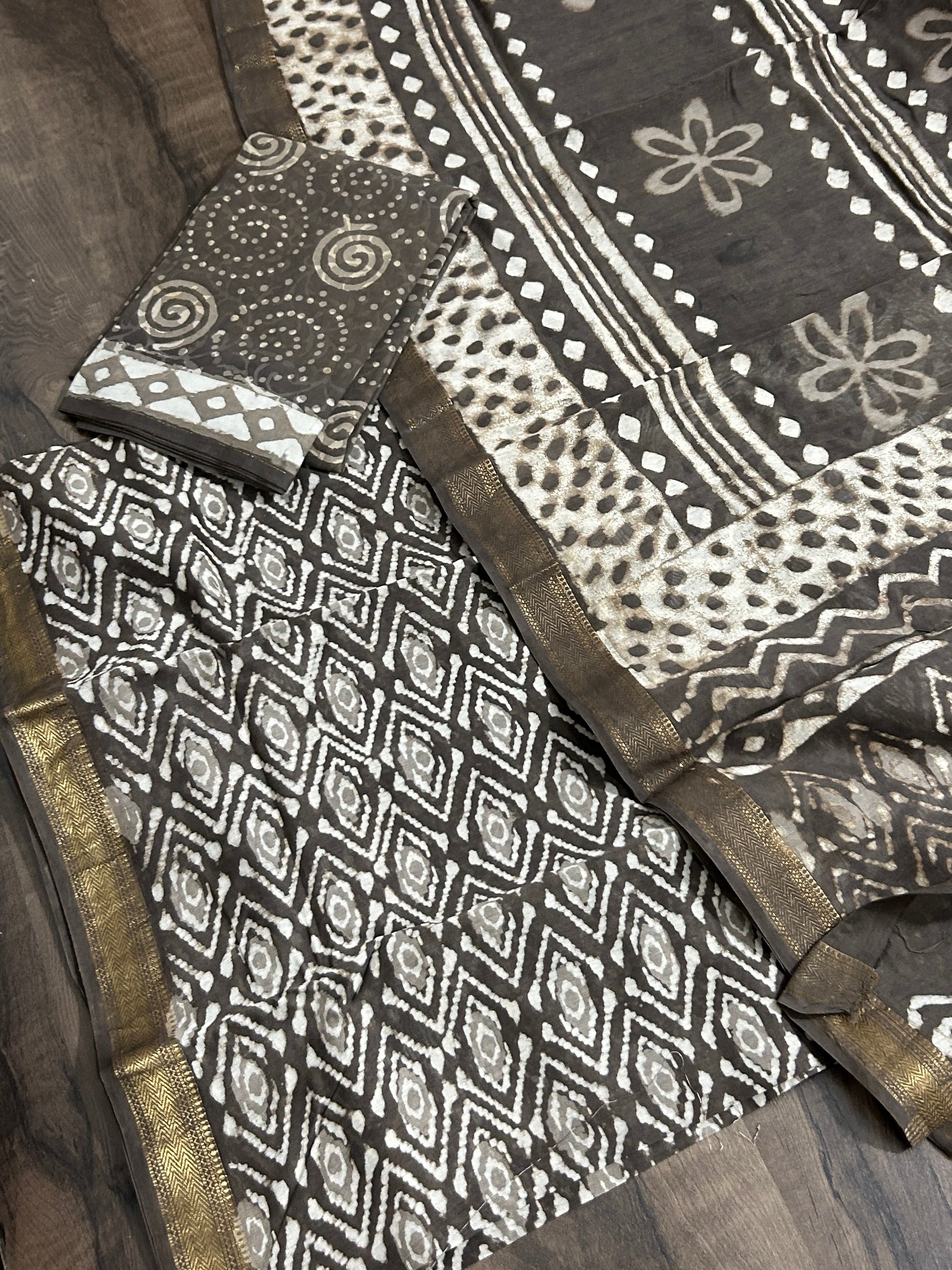 Hand BlockPrint Maheshwari Silk Cotton Dress Material