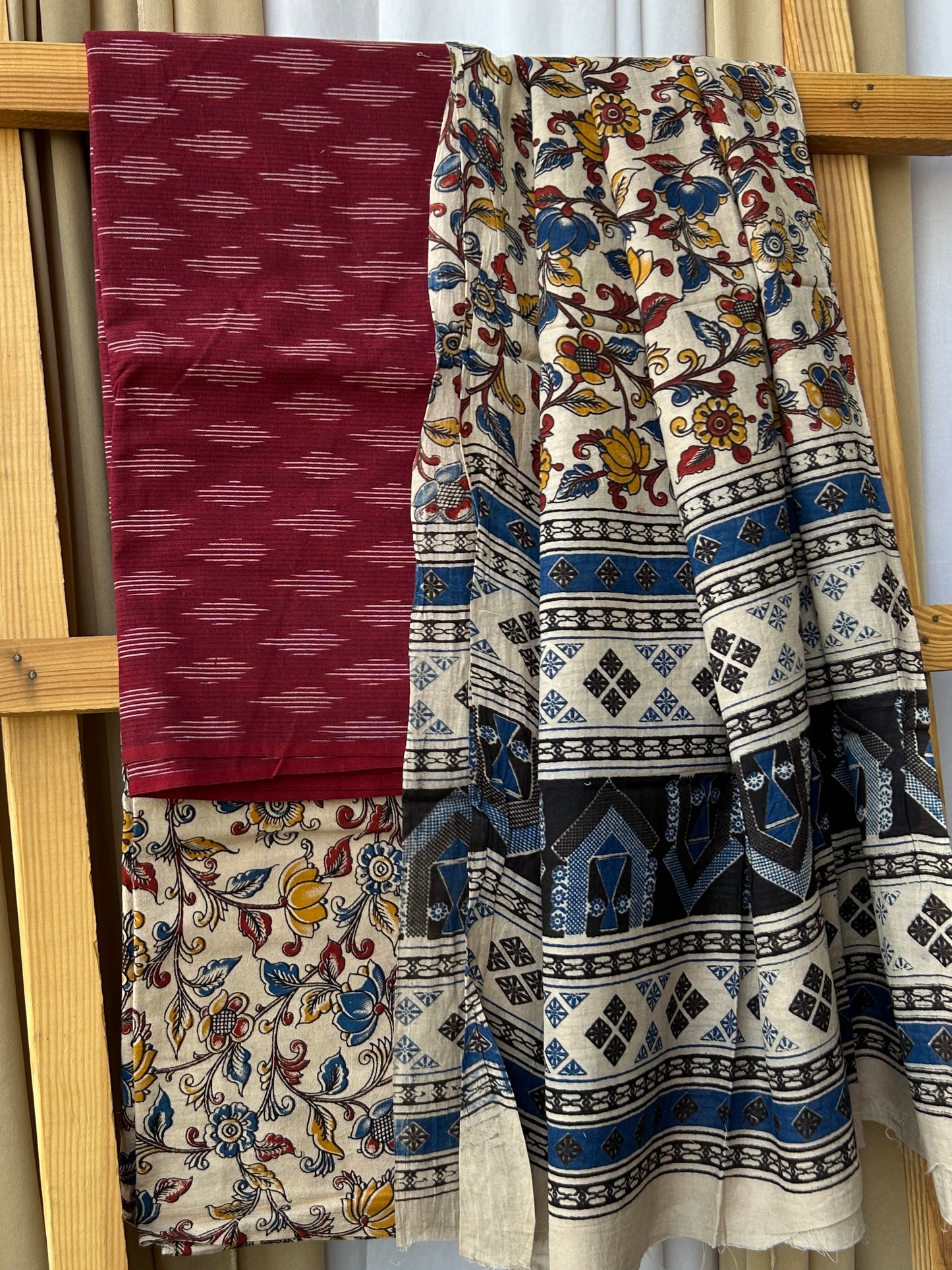 Ikat Kalamkari Cotton Dress Material