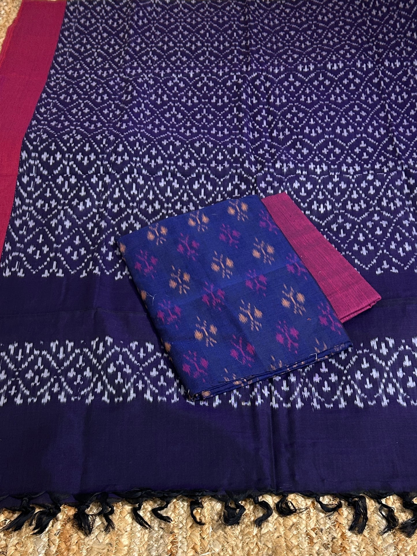 Double Ikat Mercerised Cotton Dress Material