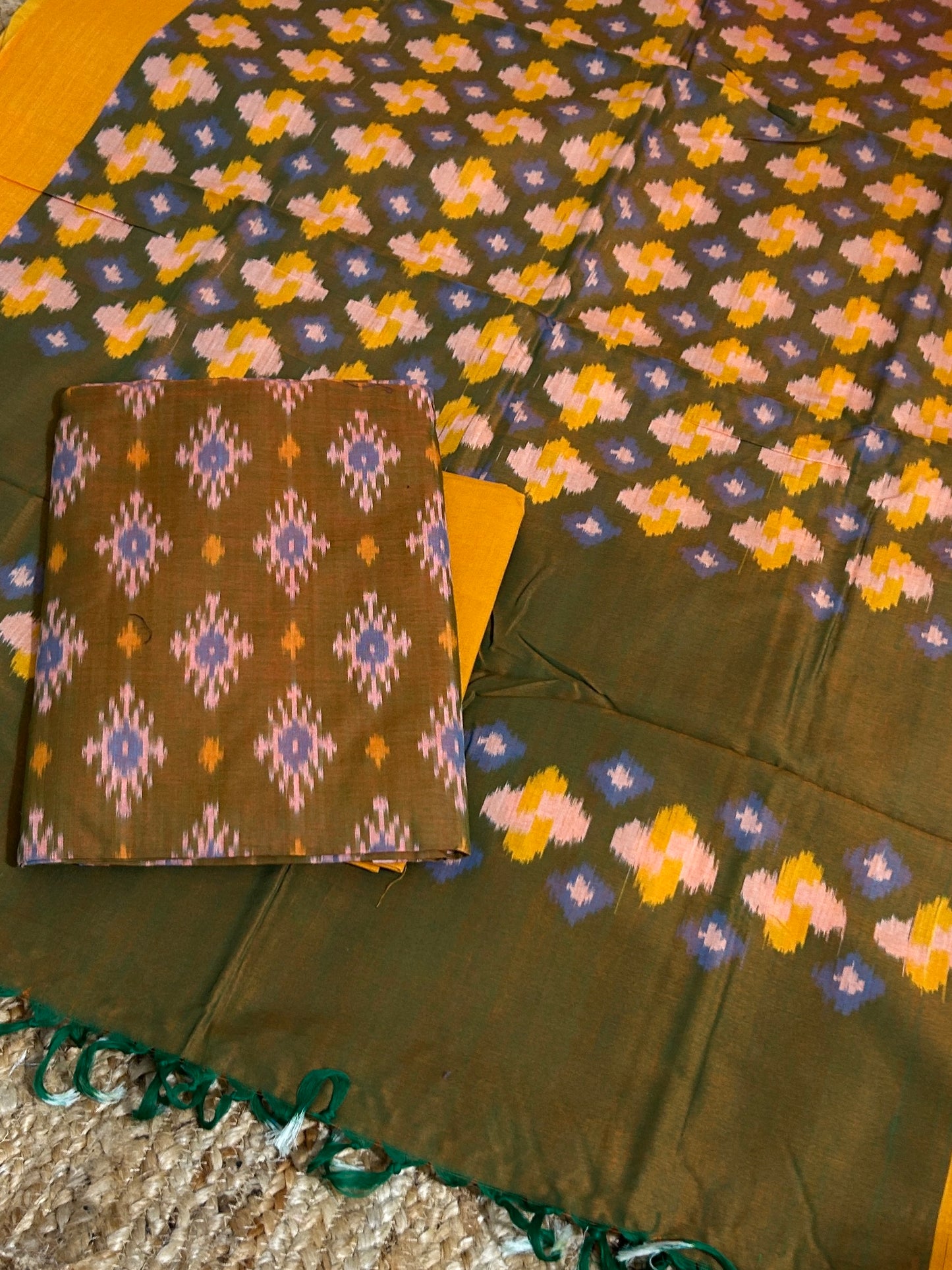 Double Ikat Mercerised Cotton Dress Material