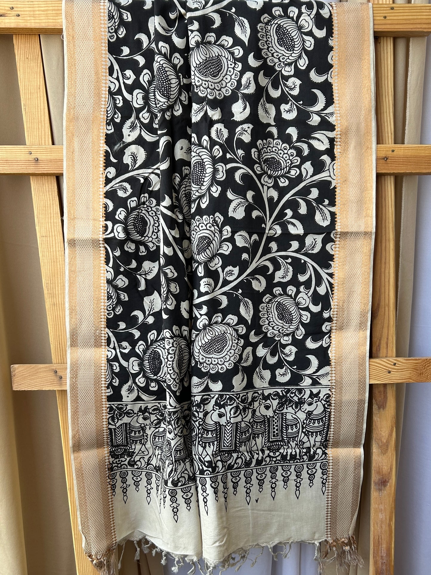 Kalamkari Hand Painted Silk Dupatta