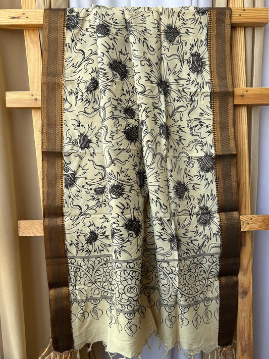 Kalamkari Hand Painted Silk Dupatta