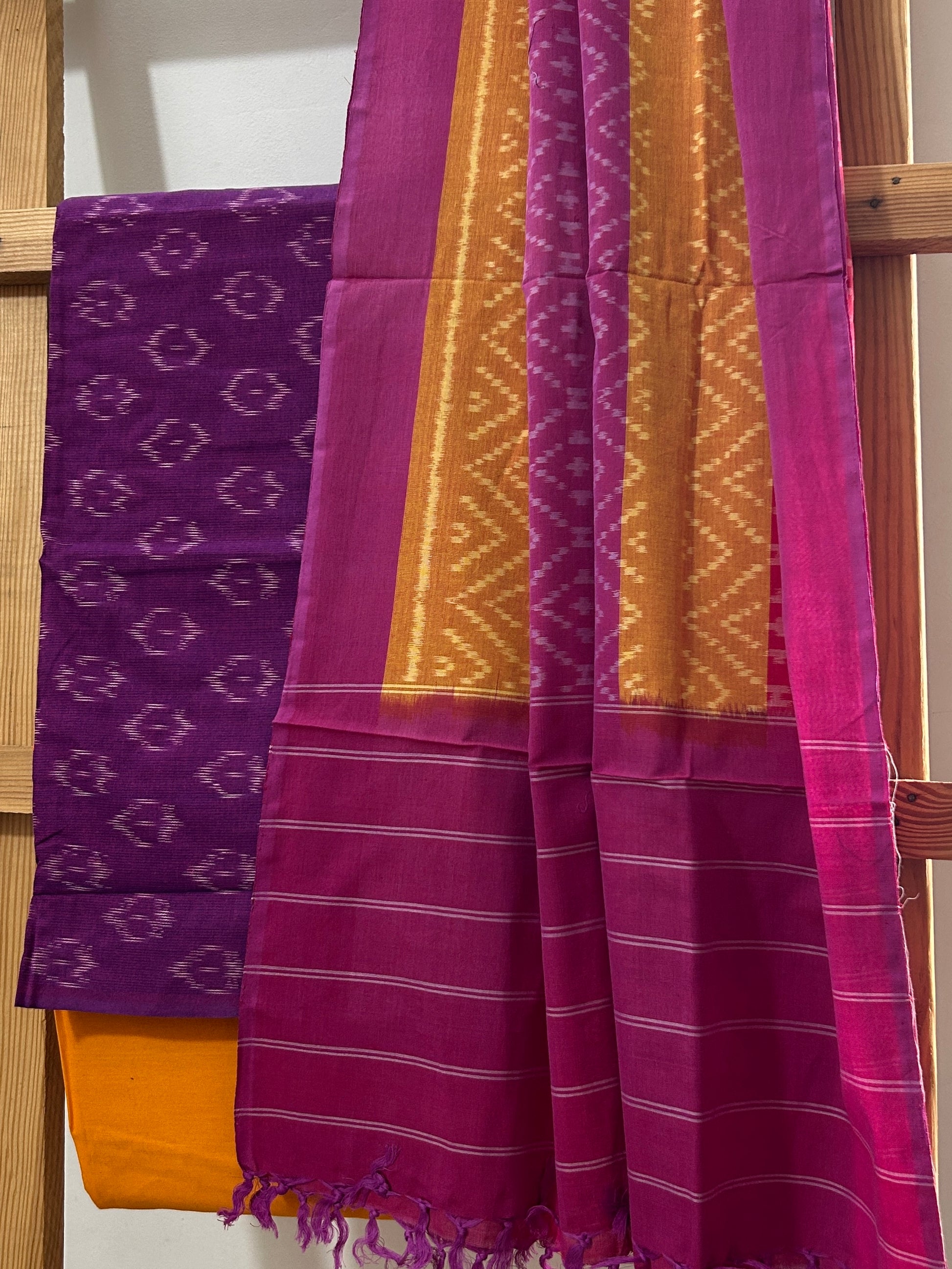 Ikat Mercerised Cotton Dress Material