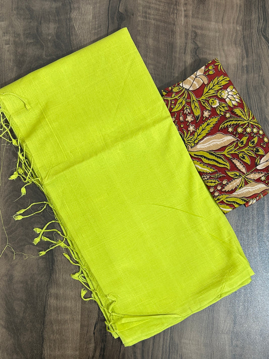 Mangalagiri Hand Woven Cotton Saree with Extra Blouse