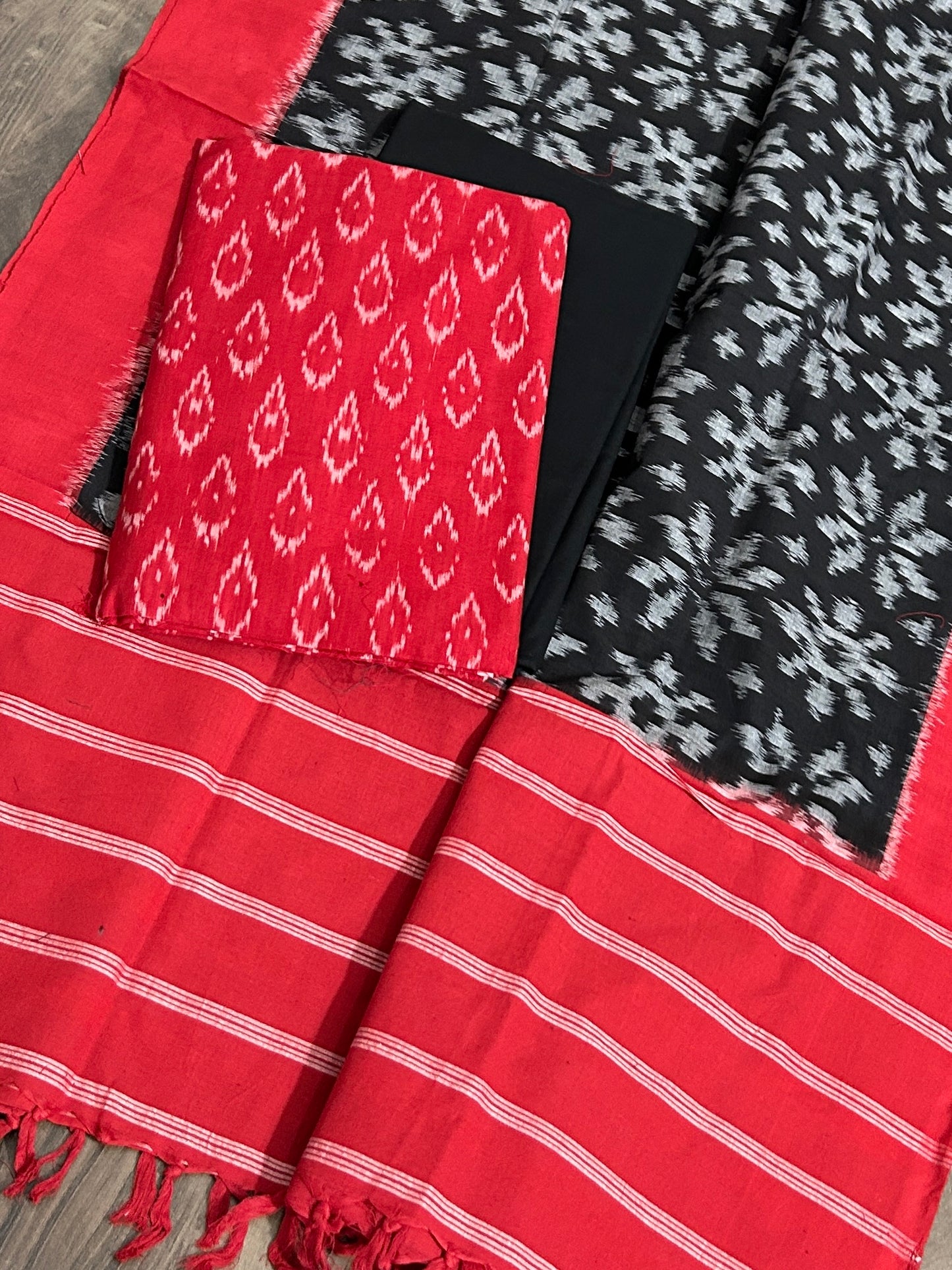 Telia Rumal Double Ikat Mercerized Cotton Dress Material