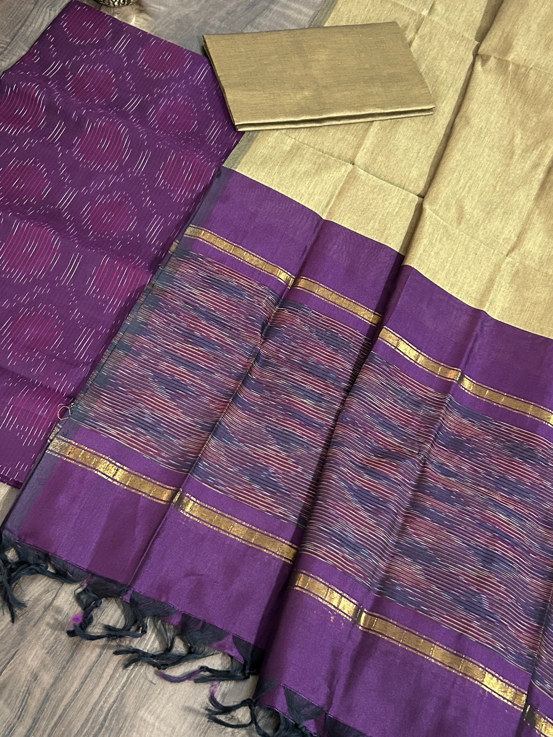 Ikat Cotton Silk Dress Material