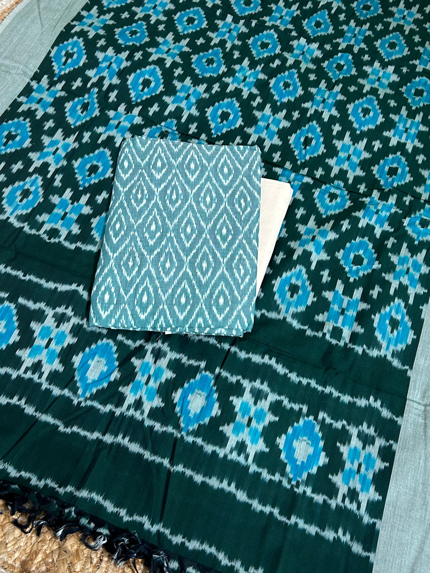 Double Ikat Mercerised Cotton Dress Material