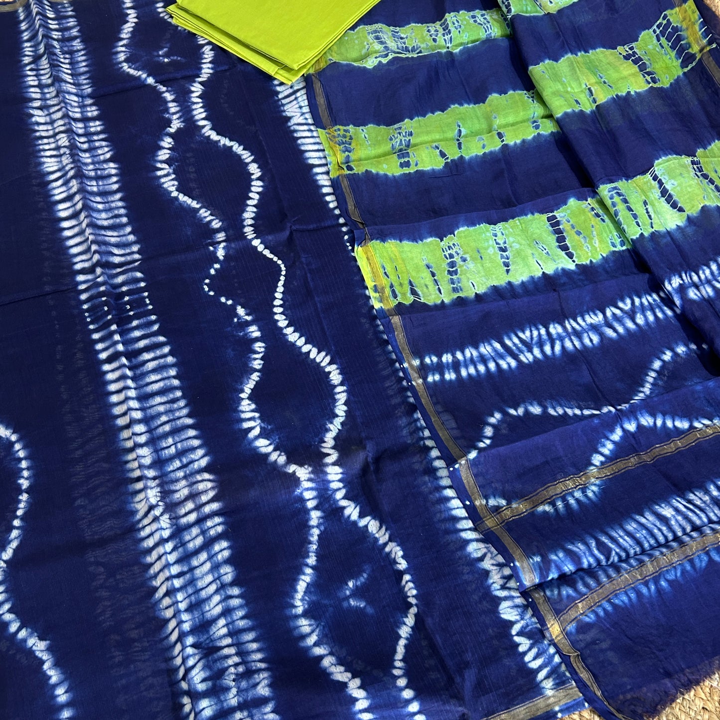 Tie and Dye Chanderi Silk Cotton Dress Material