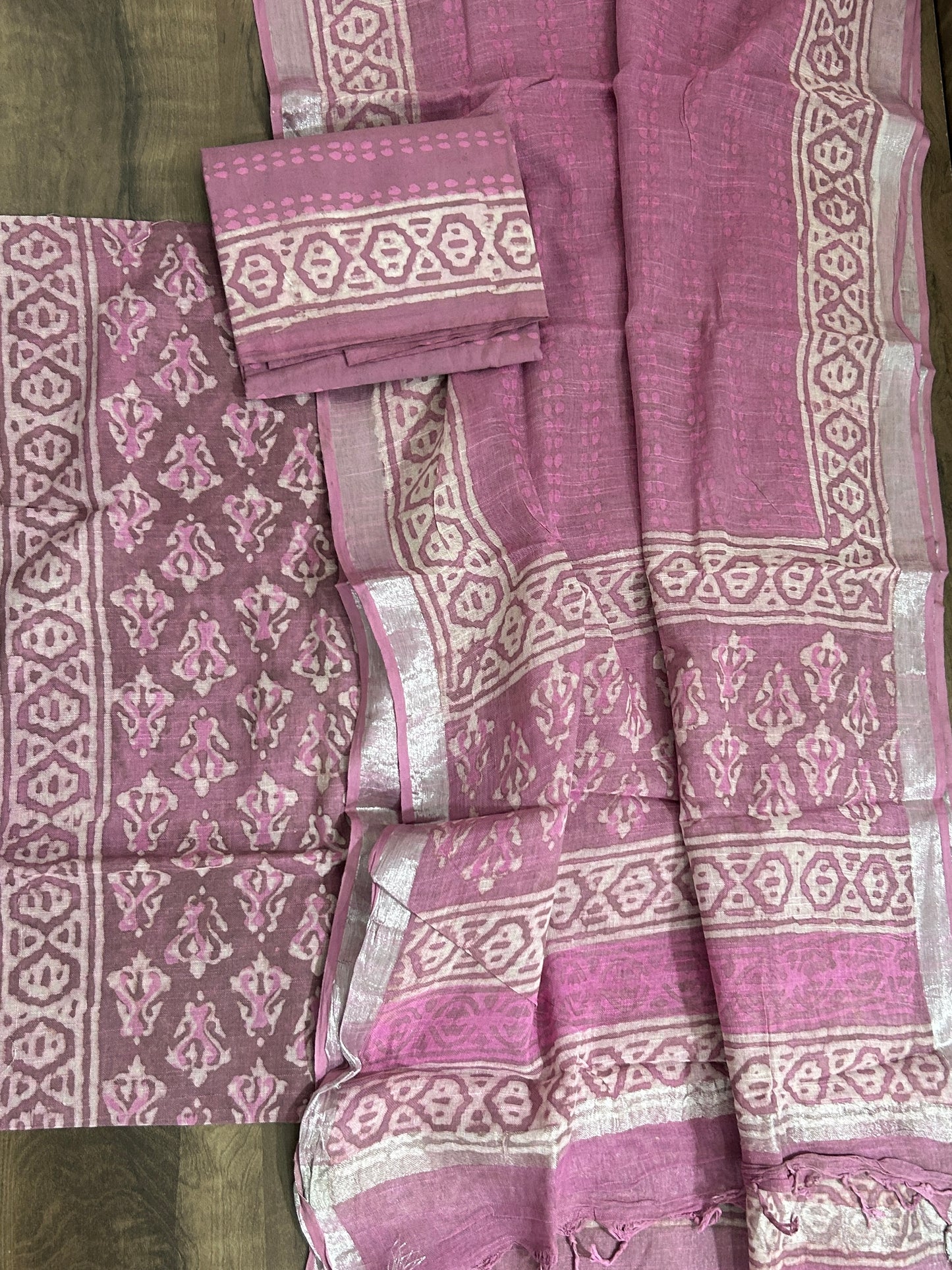 Hand BlockPrint Linen Cotton Dress Material *