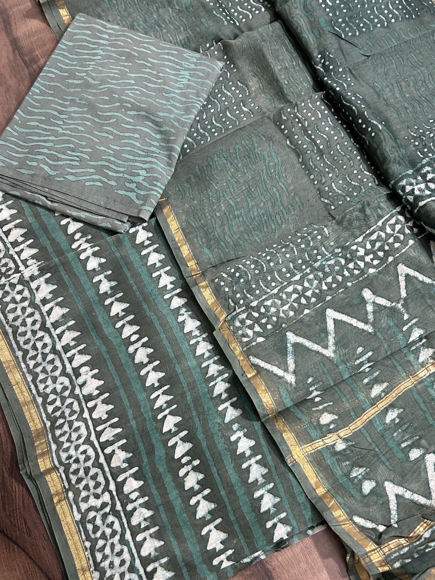 Hand BlockPrint Chanderi Silk Cotton Dress Material