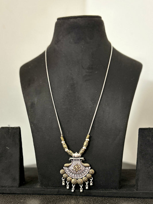 Dual Tone German Silver Oxidized Necklace
