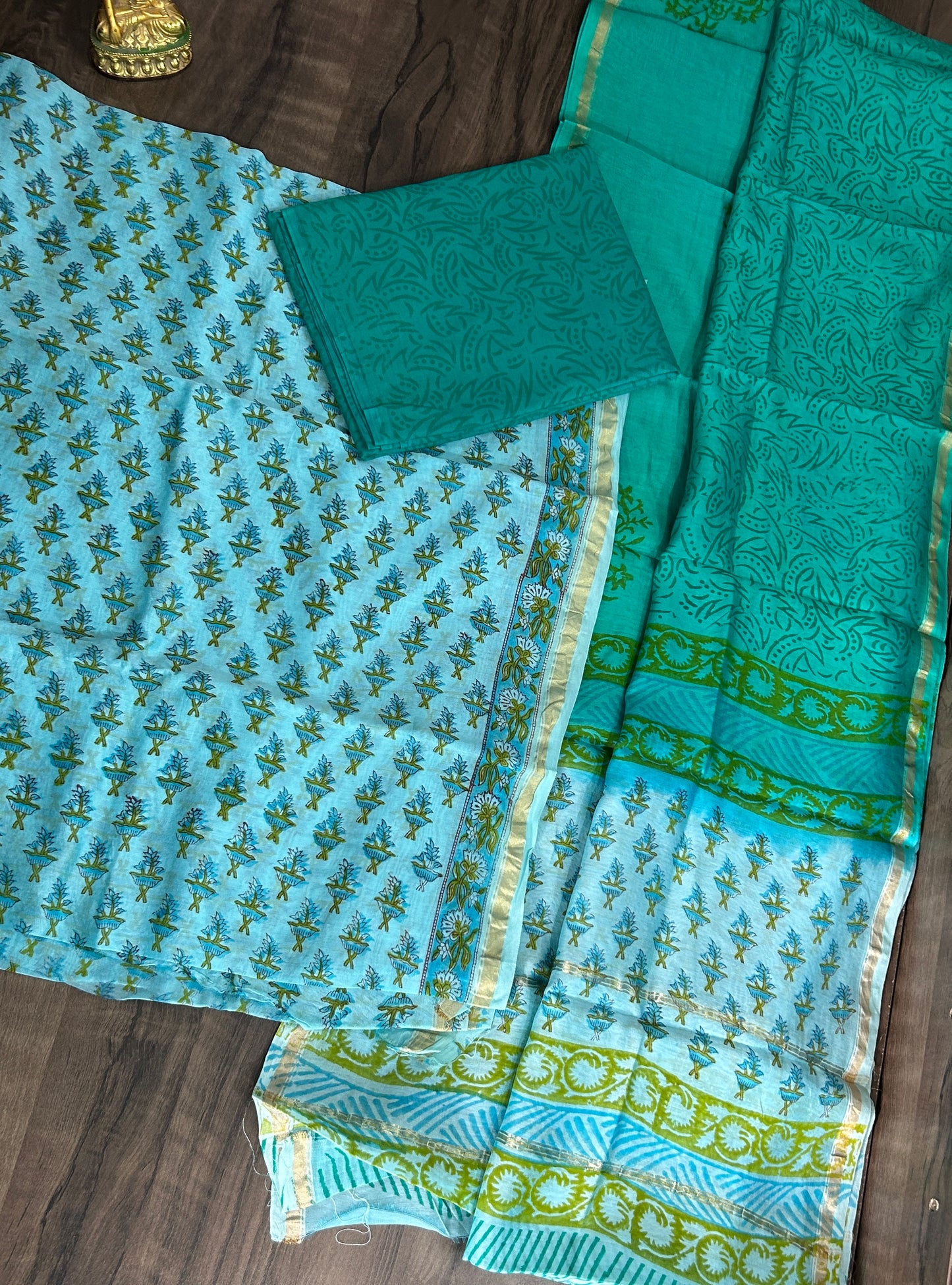 Hand BlockPrint Chanderi Silk Cotton Dress Material