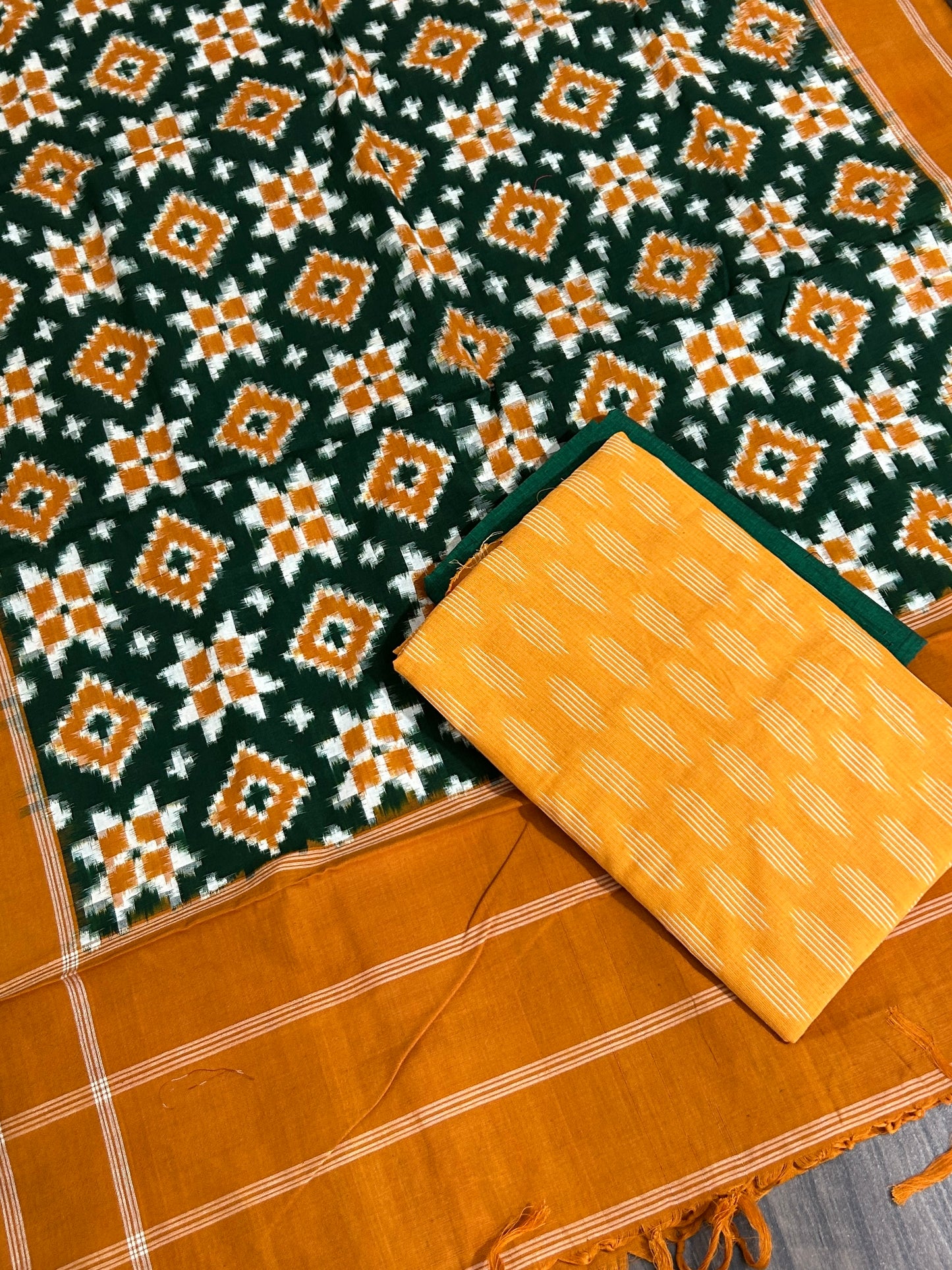 Telia Rumal Double Ikat Cotton Dress Material