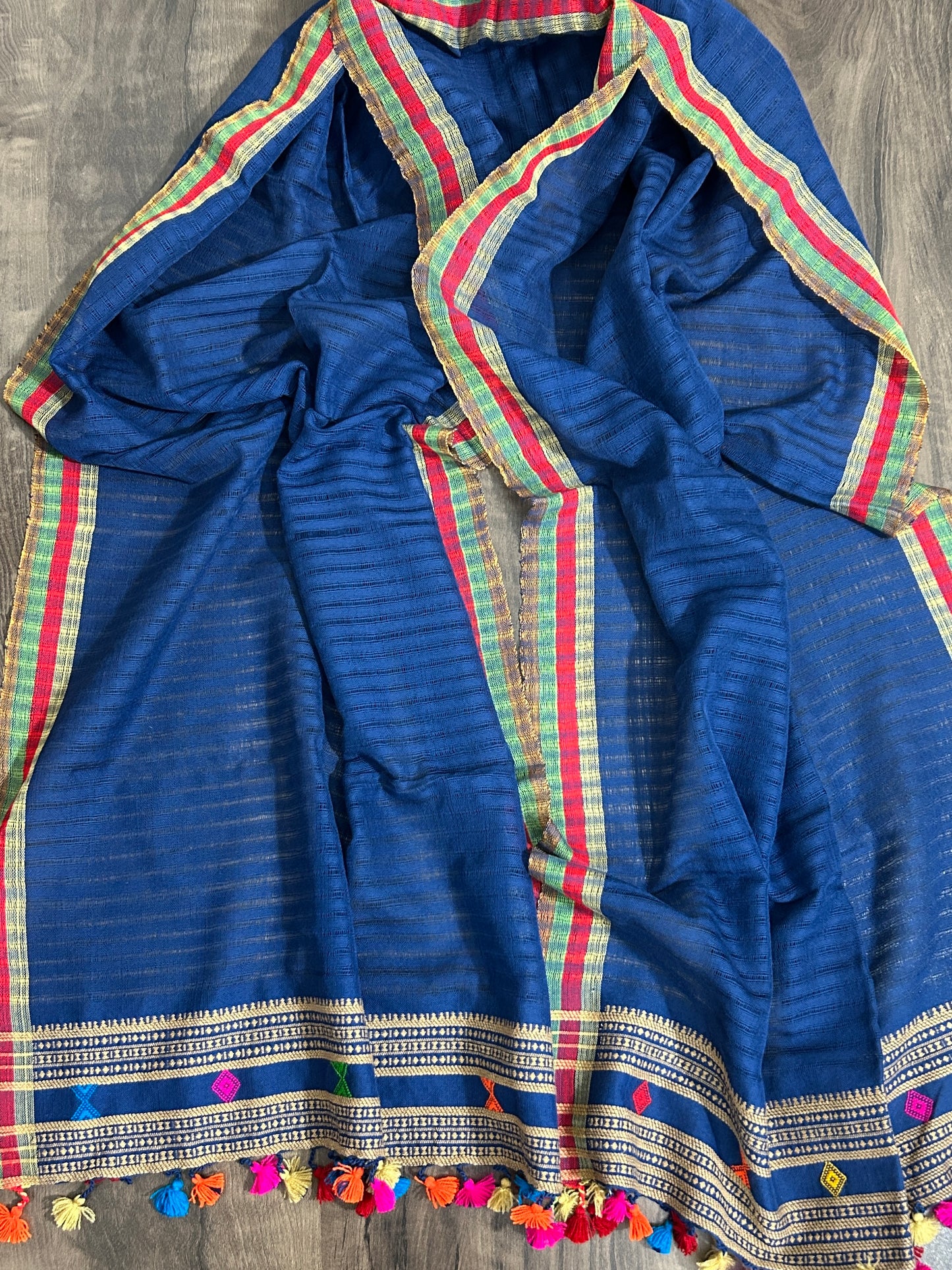 Bhujodi Embroidered Cotton Stole with tassels