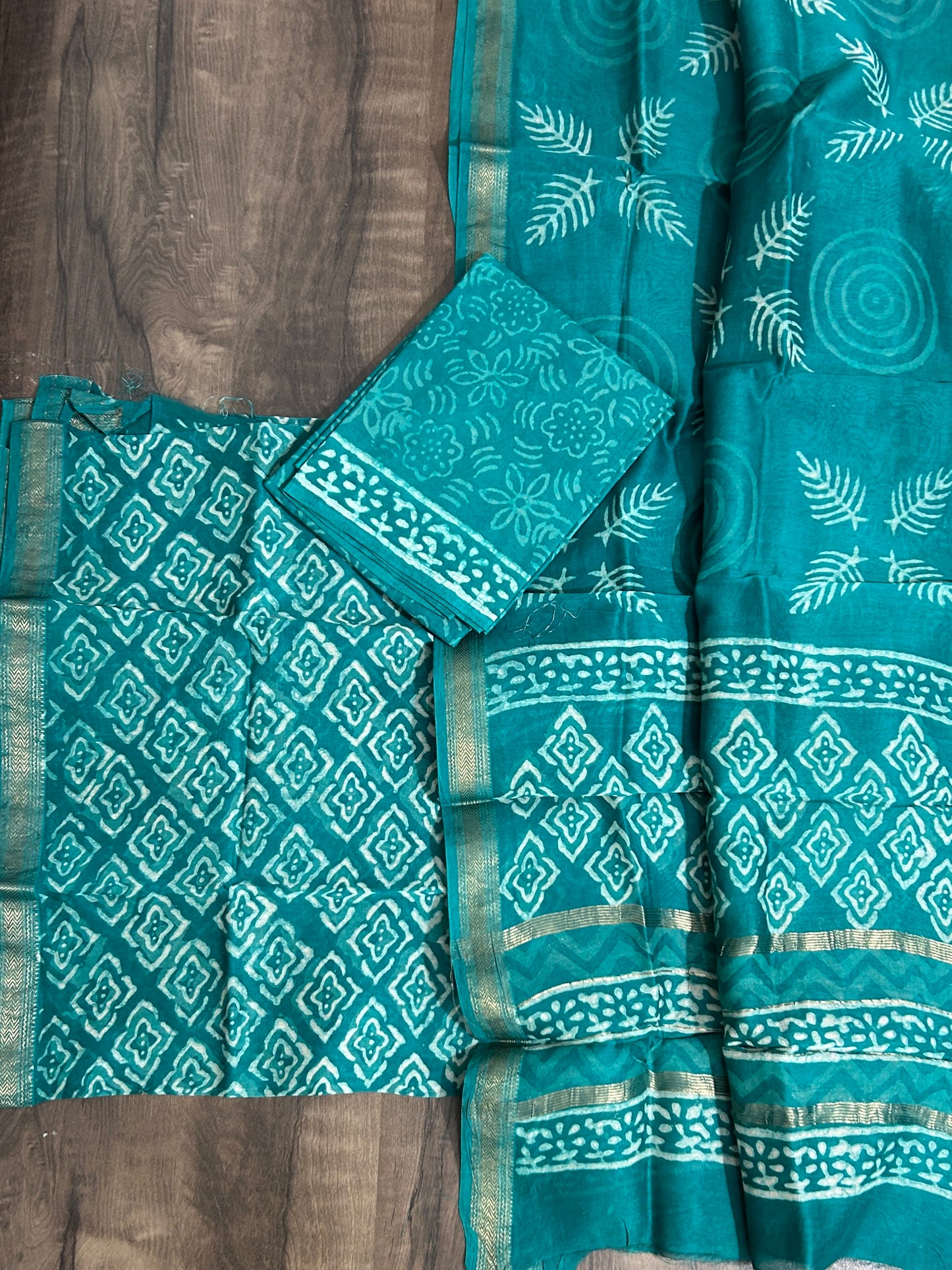 Hand BlockPrint Maheshwari Silk Cotton Dress Material