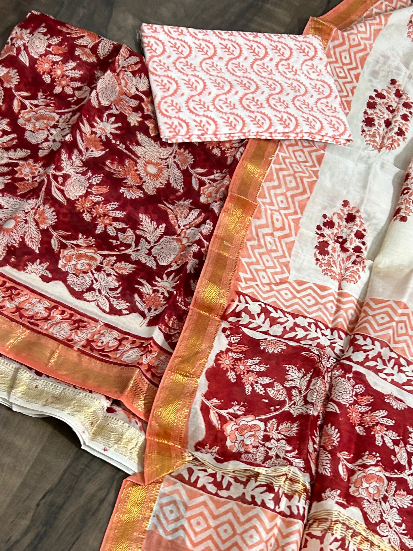 Hand BlockPrint Maheshwari Silk Cotton Dress Material