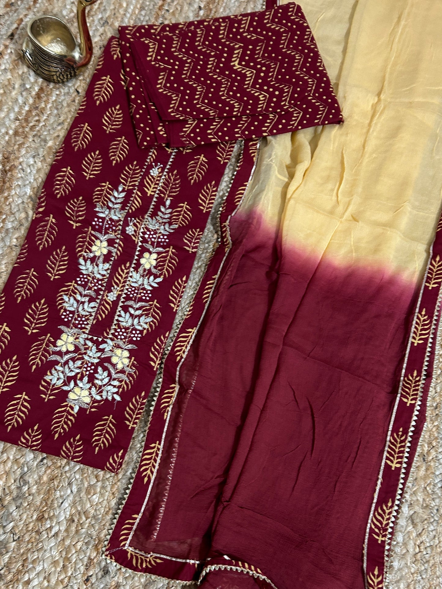Cotton Dress Material with Chiffon Dupatta