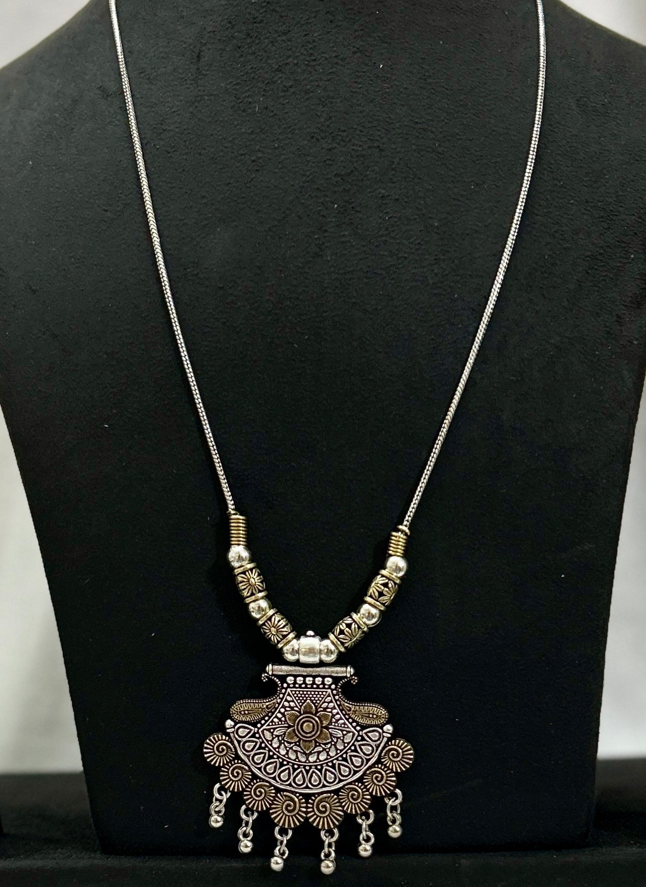 German Silver Oxidized Necklace