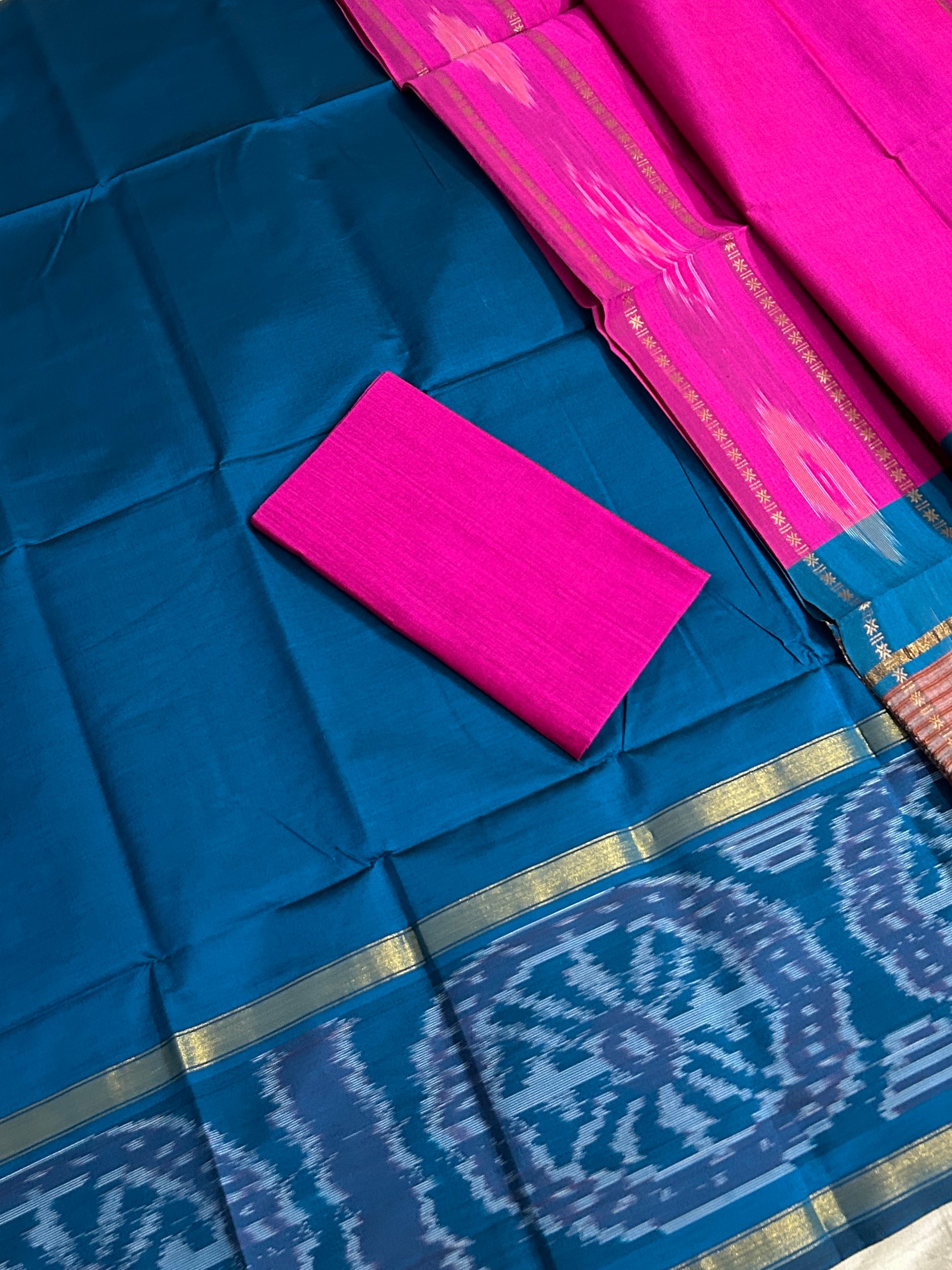 Ikat Cotton Silk Dress Material