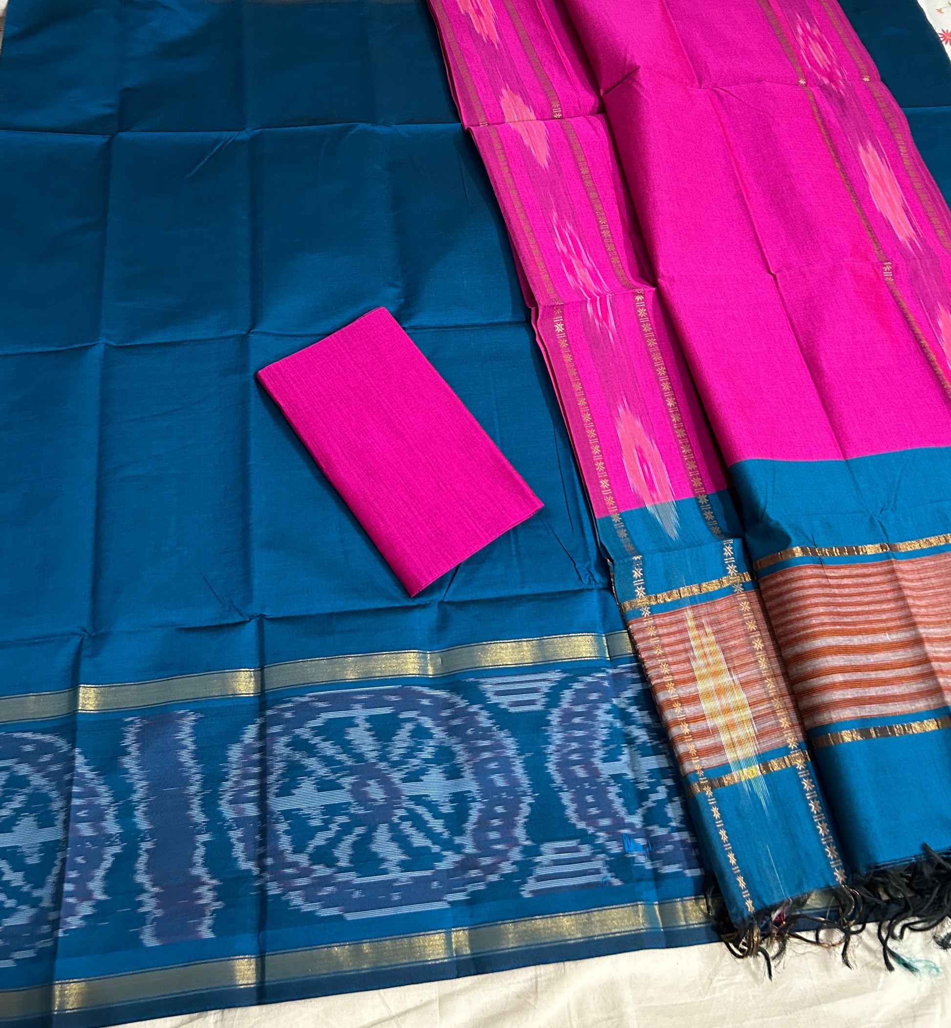 Ikat Cotton Silk Dress Material