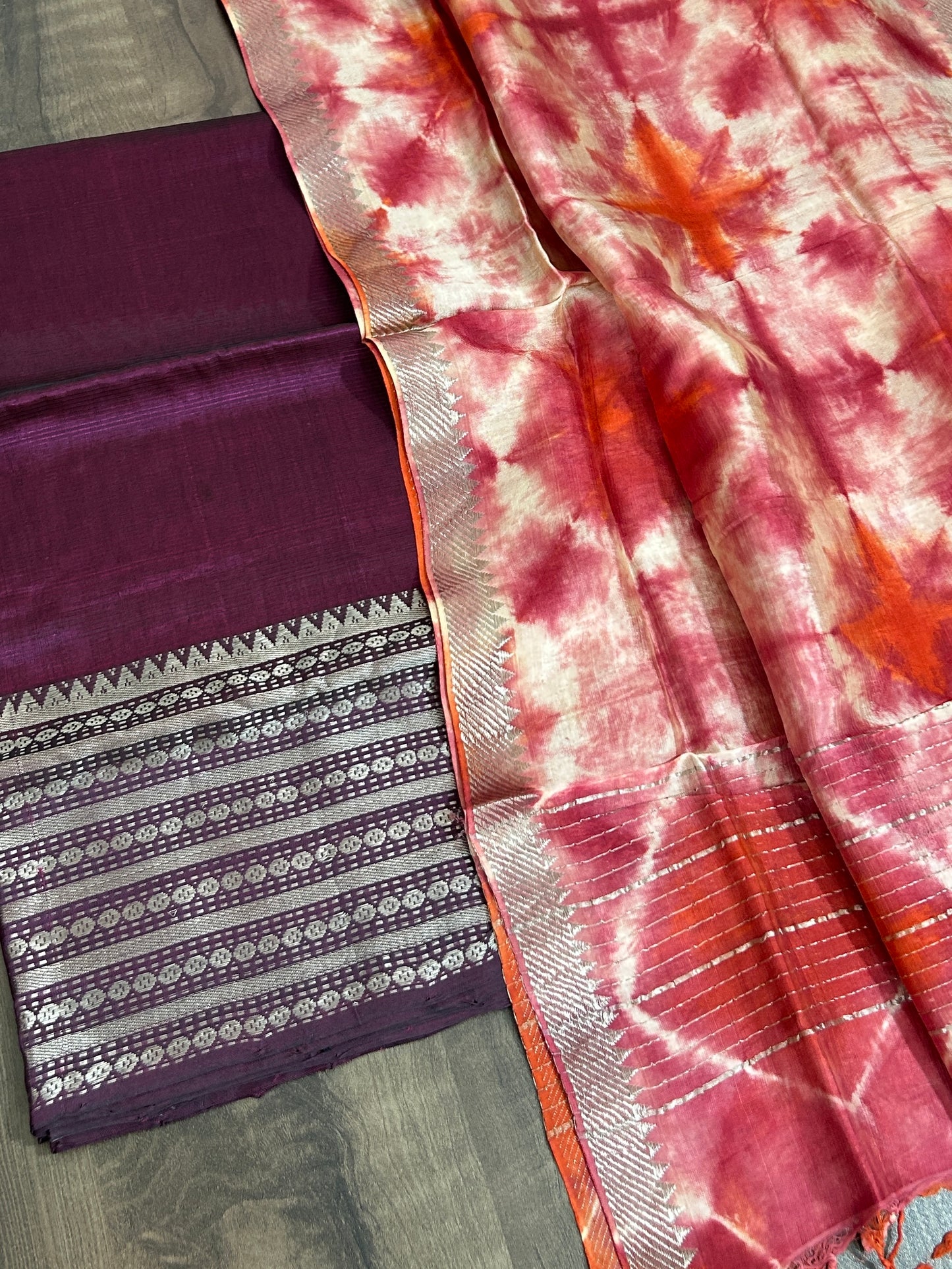 Mangalgiri Silk Cotton Top Dupatta Set