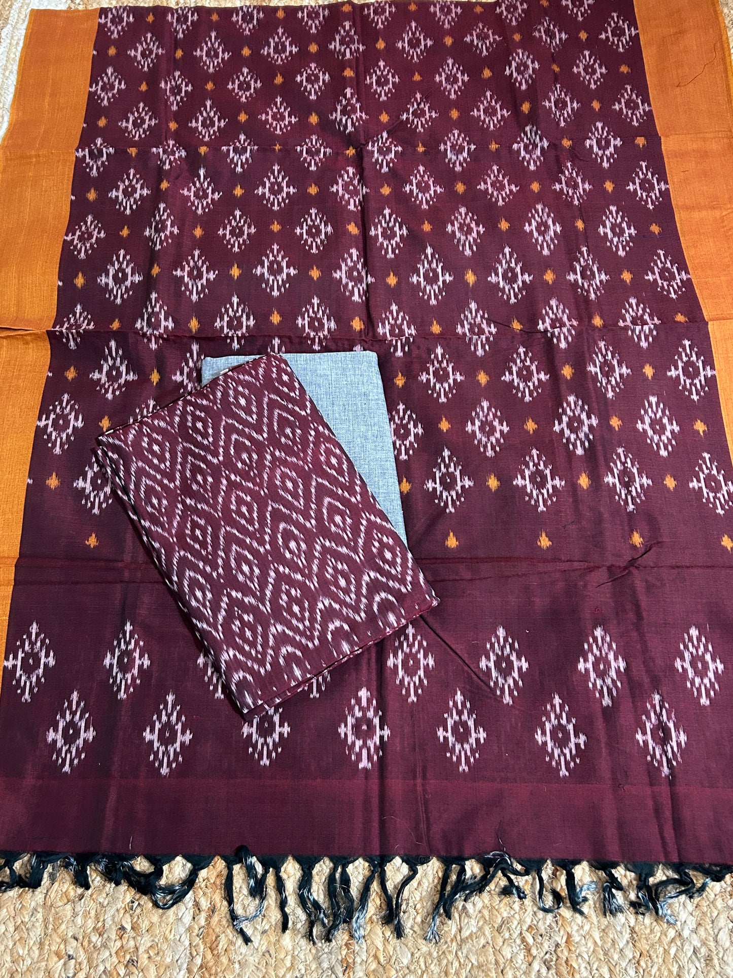 Double Ikat Mercerised Cotton Dress Material